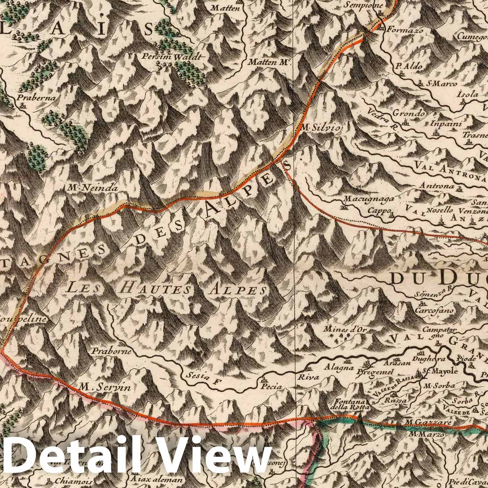Historic Map : Savoy , France 1695 Les Estats de Savoye et de Piemont (northeast sheet). , Vintage Wall Art