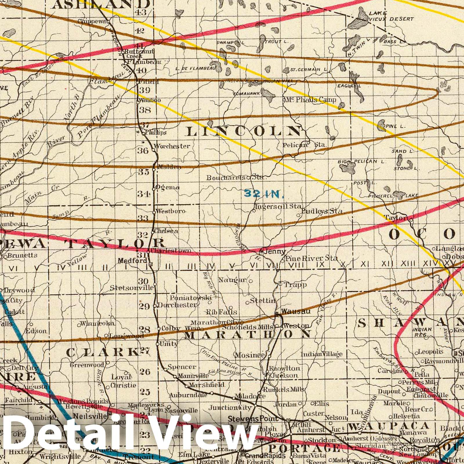 Wisconsin - Climatological Map, 1878 - Historical Atlas Print