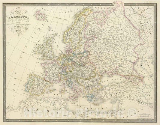 Historic Map : 1848 L'Europe. - Vintage Wall Art