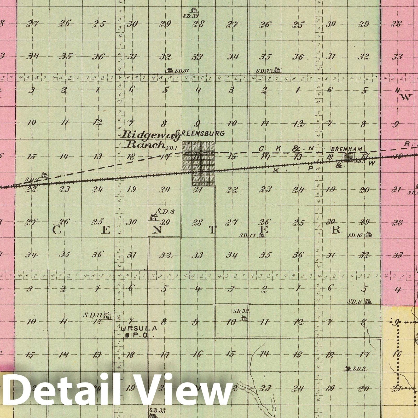 Kiowa County, Kansas - Military Map, 1887 - Historical Map Print