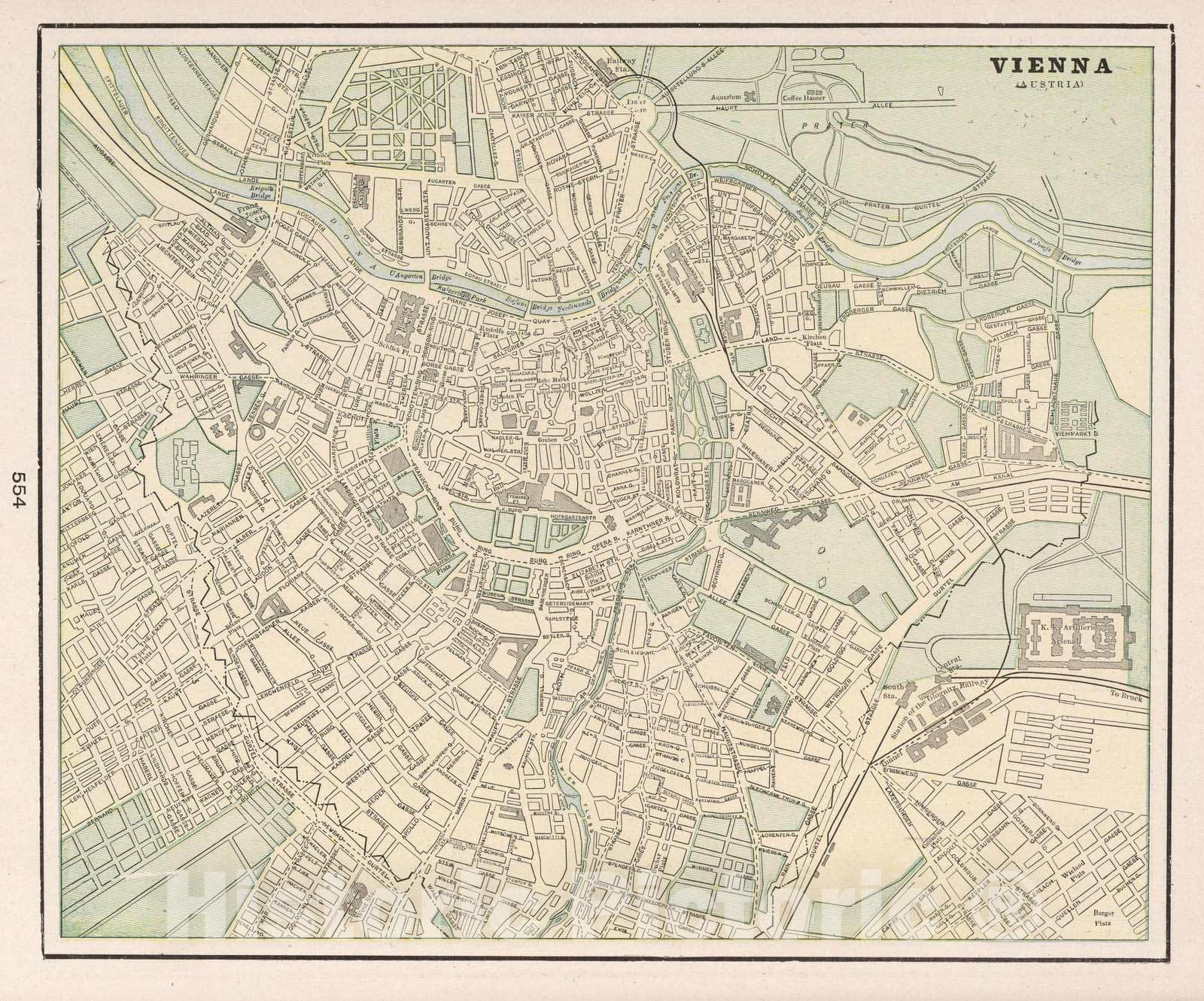 Historic Map : Vienna (Austria), 1901 Vienna Austria , Vintage Wall Art