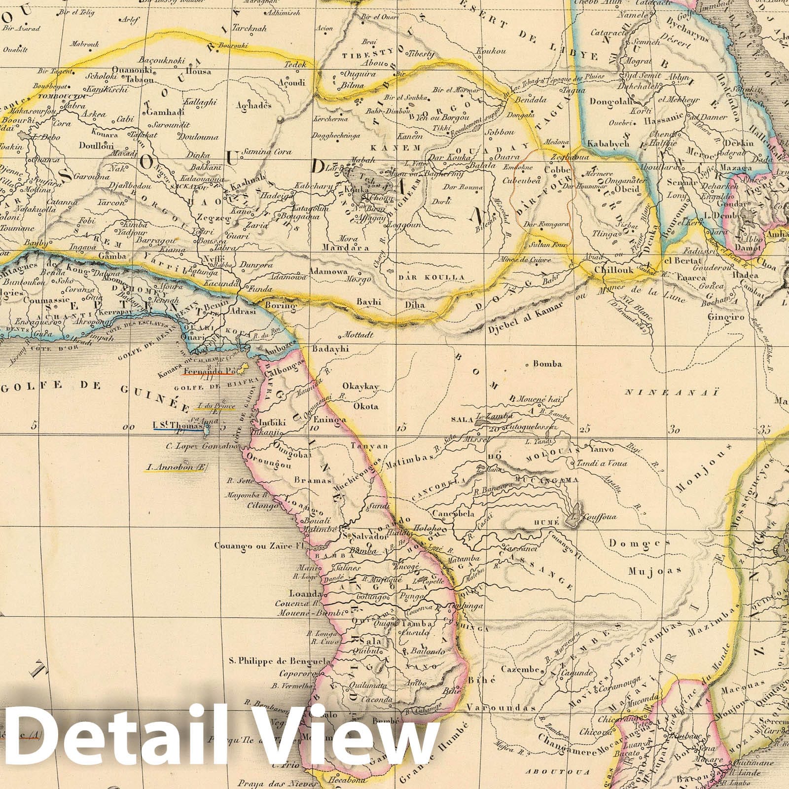 Carte de l'Afrique 1848 - Historical Map Print