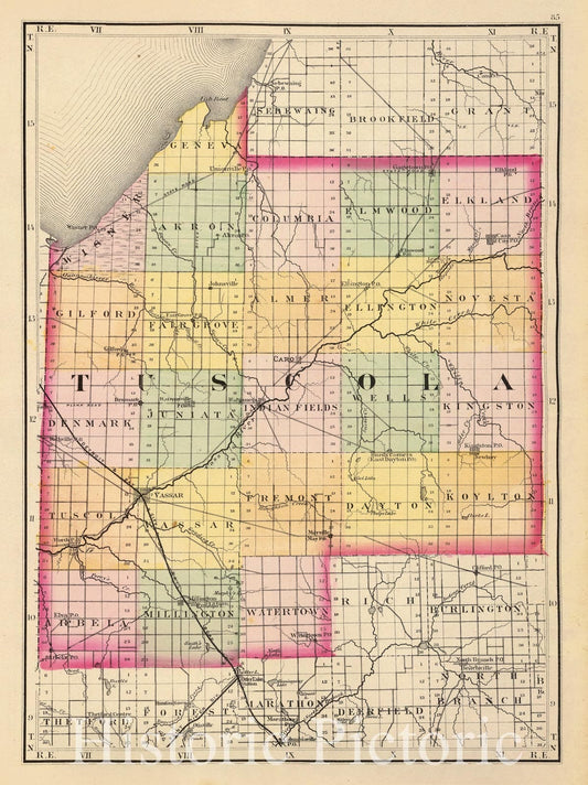 Tuscola County, Michigan - Railroad Map, 1873