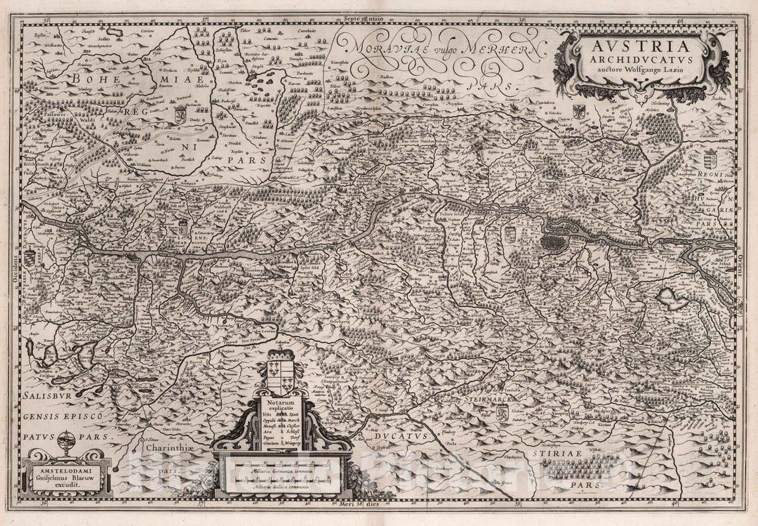 Historic Map : Austria, 1630 Austria Archiducatus. , Vintage Wall Art