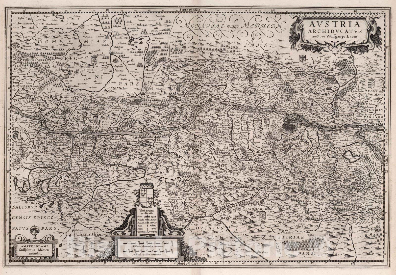 Historic Map : Austria, 1630 Austria Archiducatus. , Vintage Wall Art