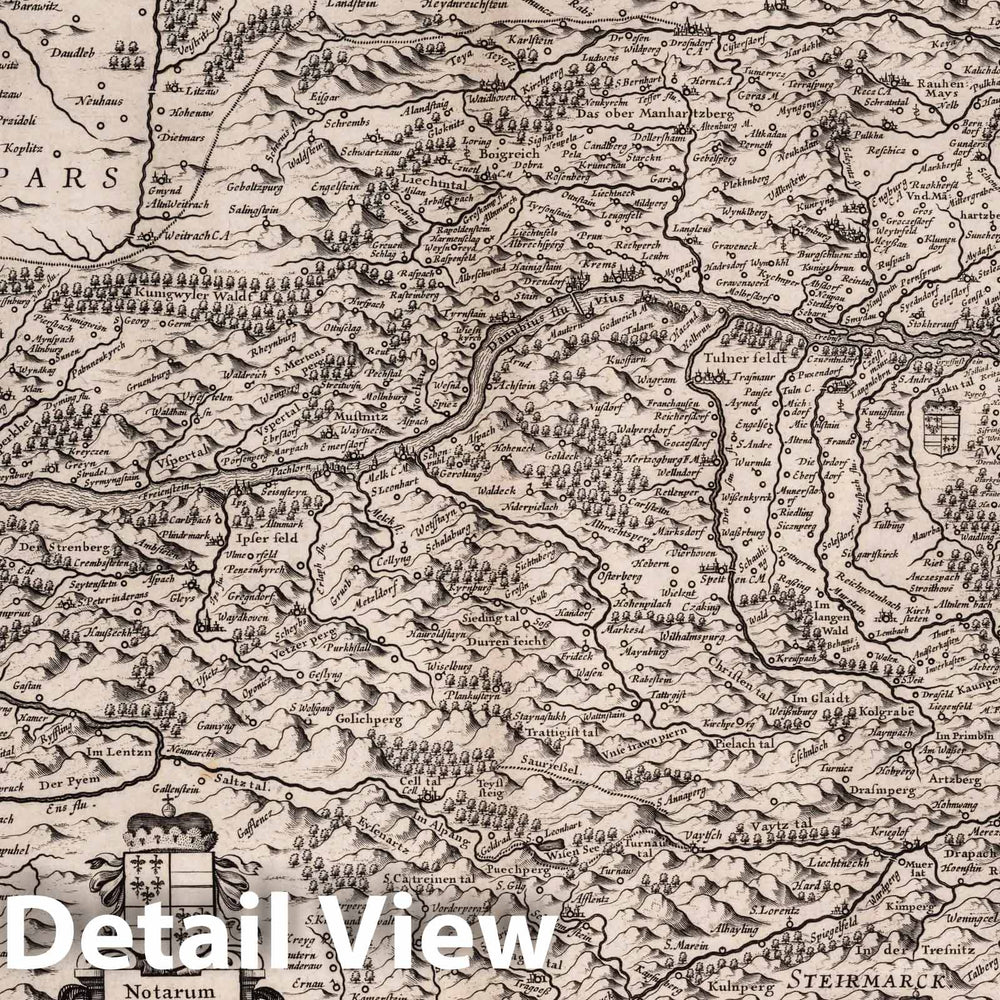 Historic Map : Austria, 1630 Austria Archiducatus. , Vintage Wall Art
