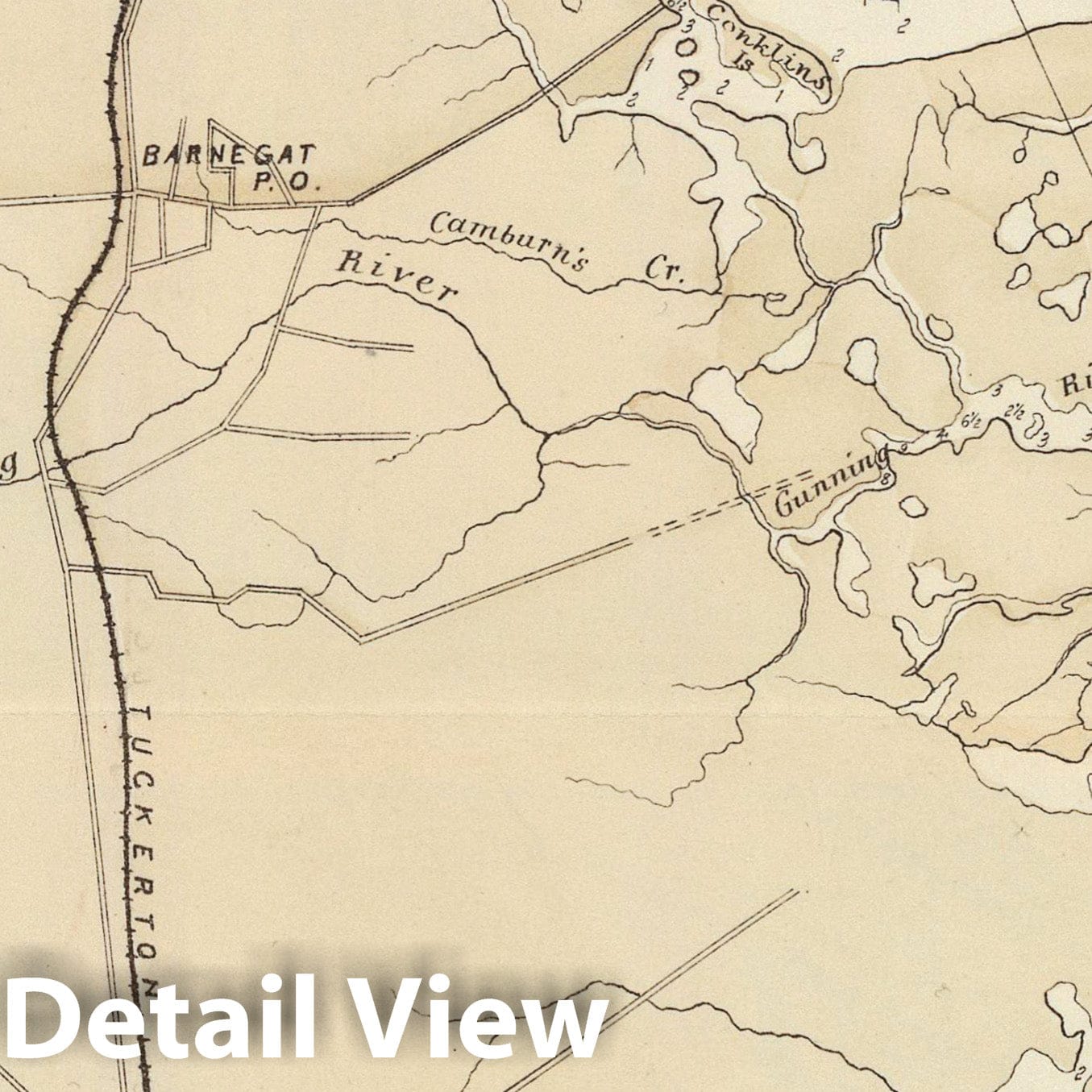 Barnegat Bay to Tuckerton, New Jersey - Nautical Chart, 1878