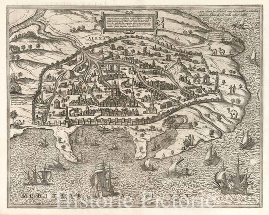 Alexandria, Egypt - River Map, 1575 - Historical Map Reproduction