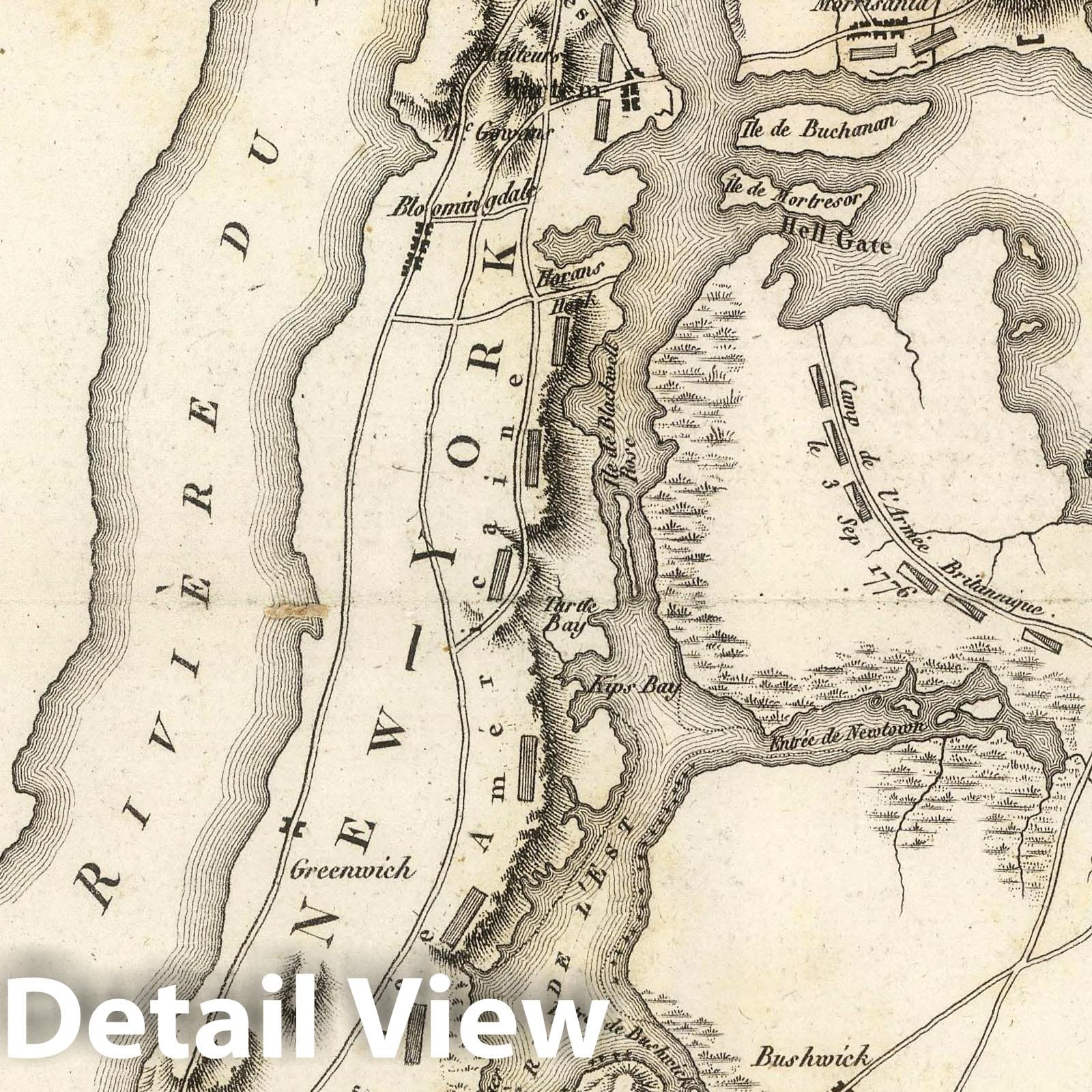 Battle of Long Island Military Map, 1807 - American Revolution Historical Print