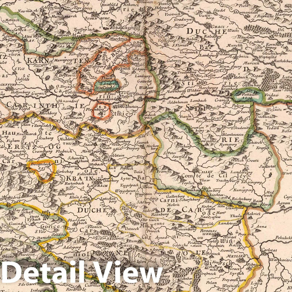 Historic Map : 1699 Duches of Styria, Carinthia, and Carniola, Austria. - Vintage Wall Art