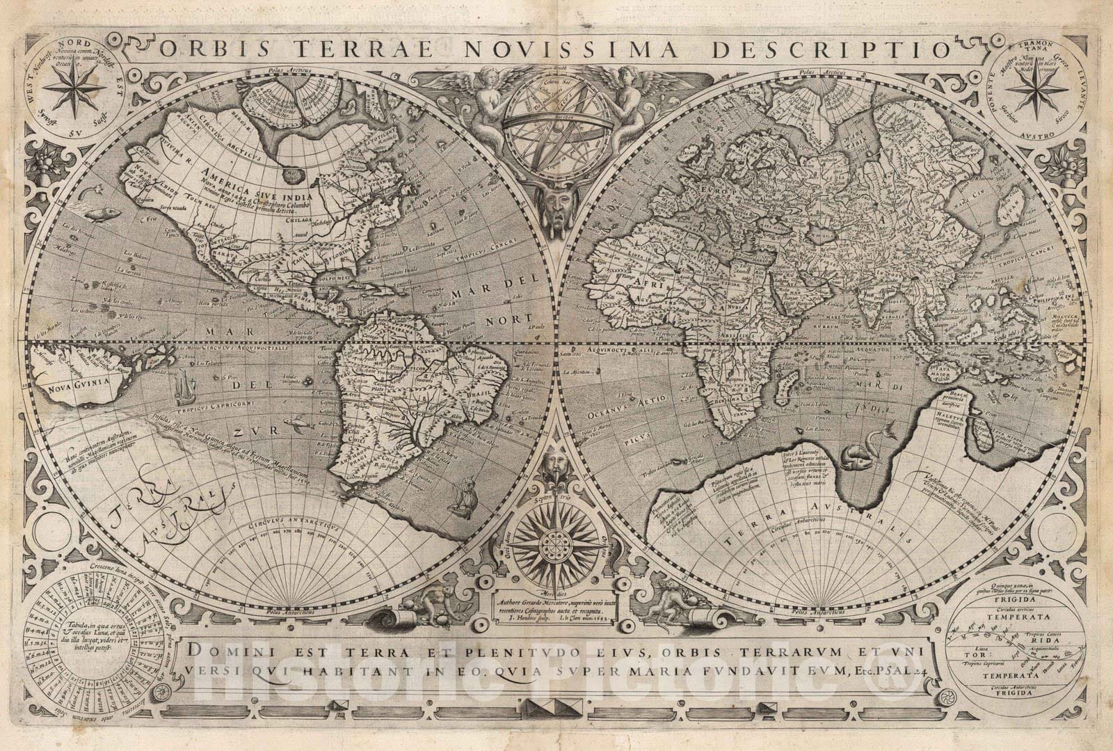 Historic Map : National Atlas - 1632 Orbis Terrae Novissima Descriptio. - Vintage Wall Art