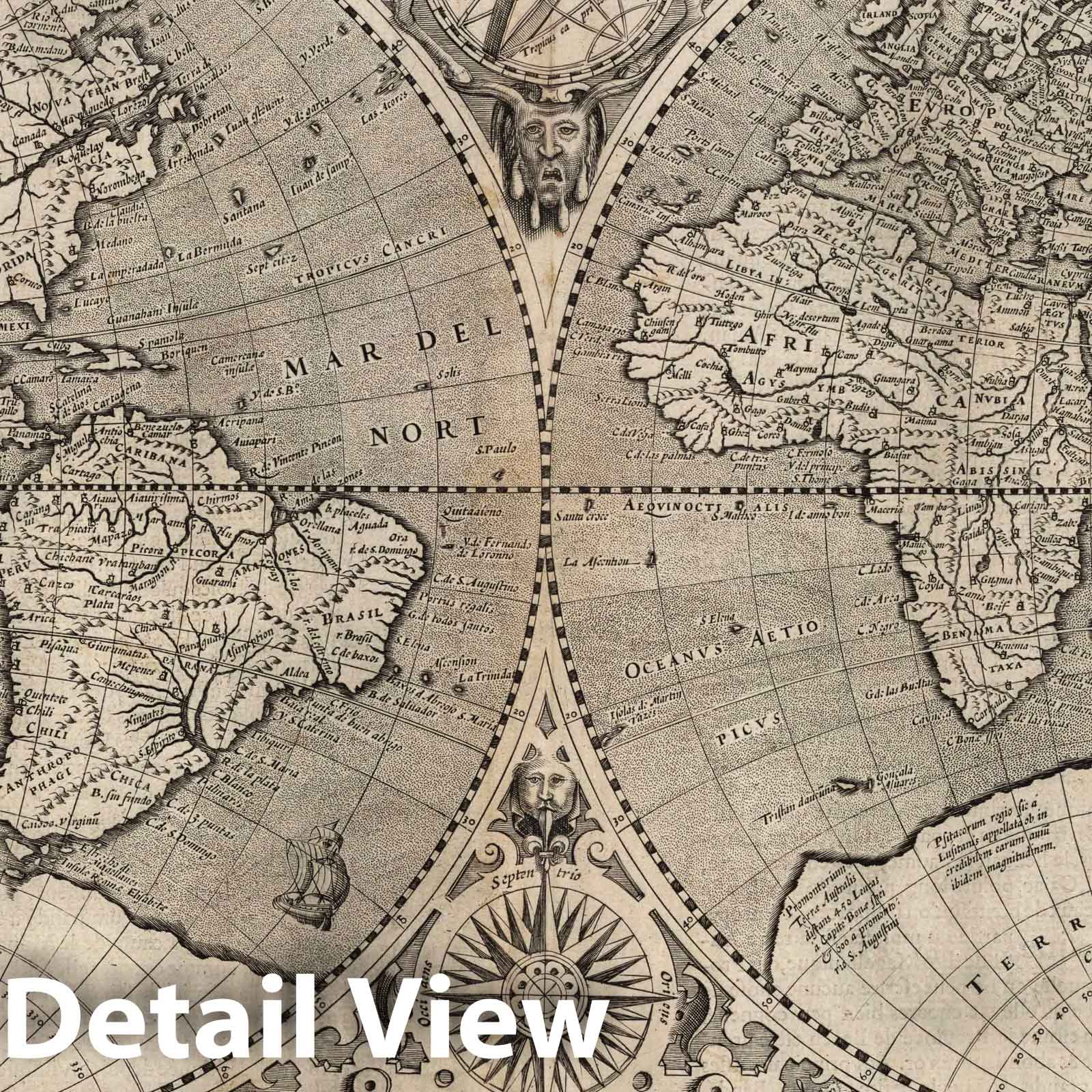 New Map of the World, 1632 - Historical Map Reproduction