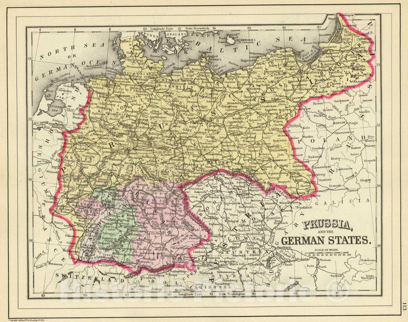 Historic Map : 1890 Prussia, German States. - Vintage Wall Art