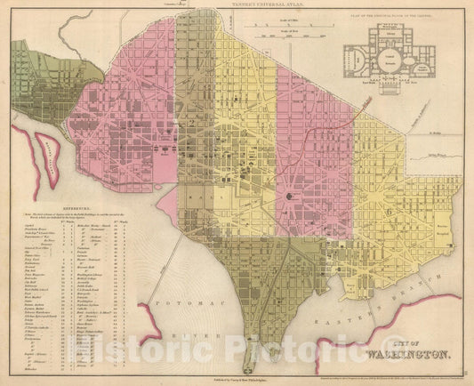 Historic Map : 1845 City of Washington. - Vintage Wall Art