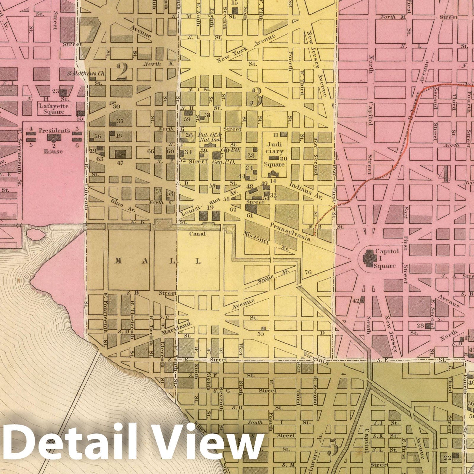 City of Washington, District of Columbia - Railroad Map, 1845