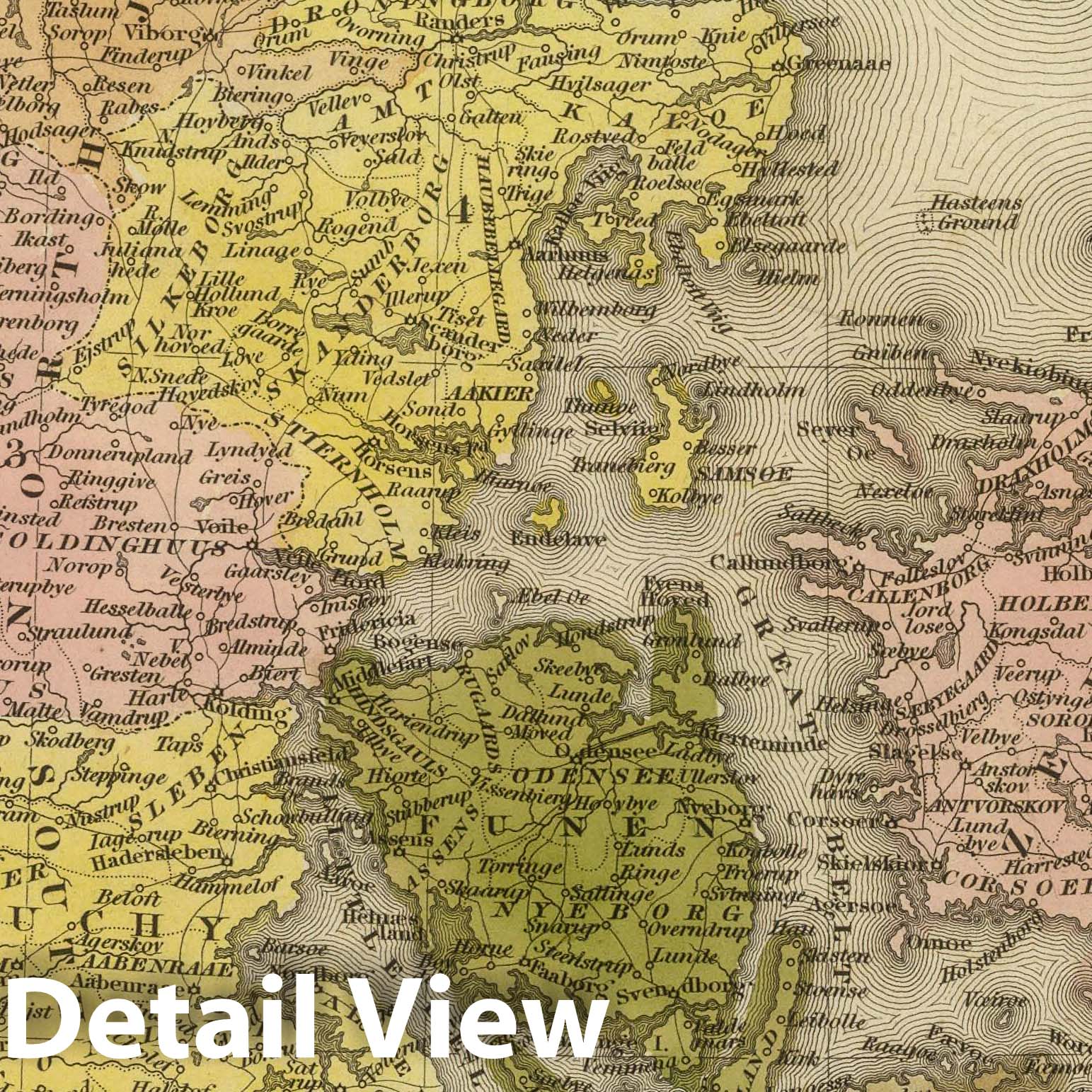 Denmark 1845 Historical Map Print from Tanner's Universal Atlas