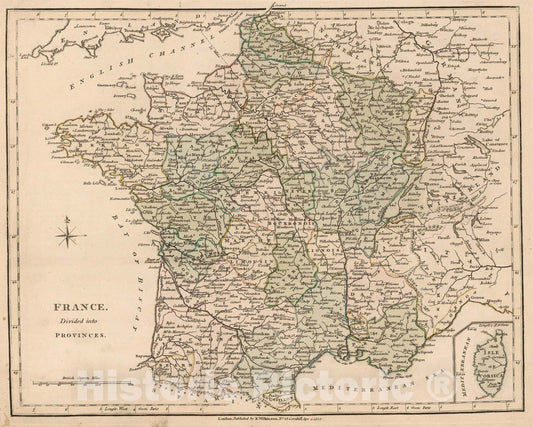 Historic Map : 1805 France Divided into Provinces. - Vintage Wall Art