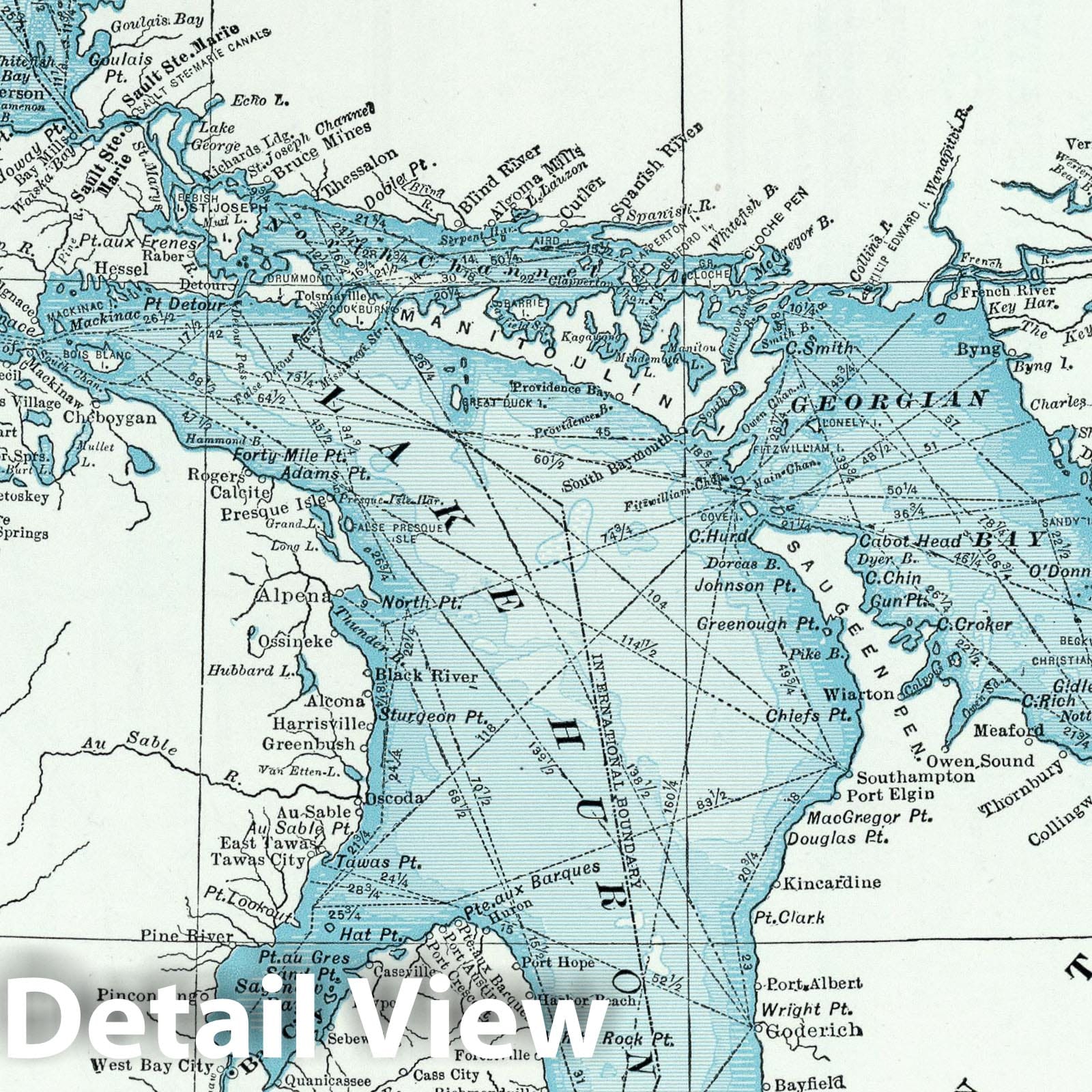 Great Lakes including Canals and Tributary Navigable Streams - Physical Map, 1948