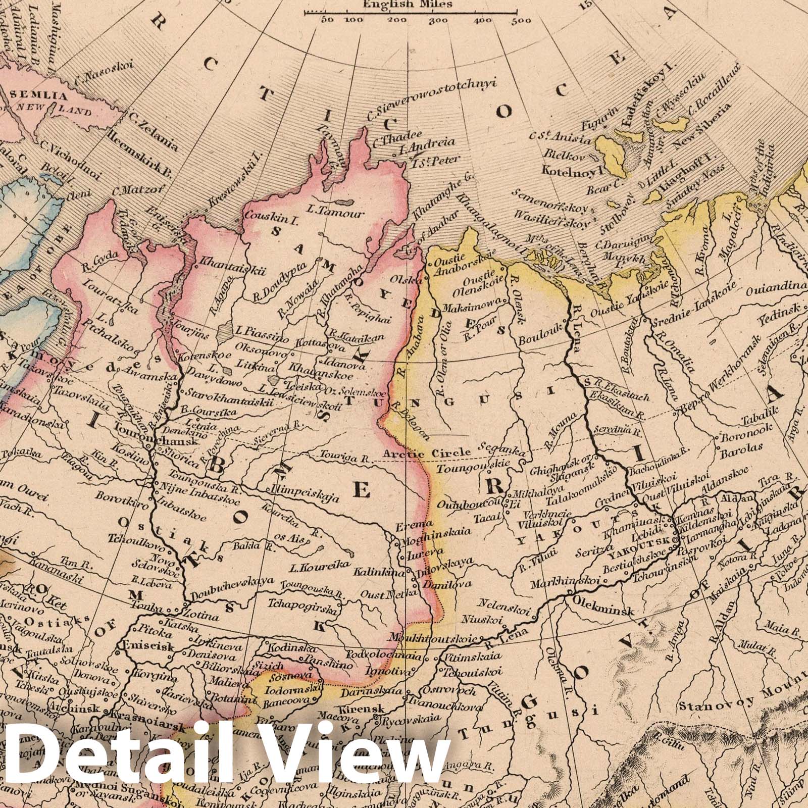 Russia in Asia - Railroad Map, 1864 - Historical Map Print