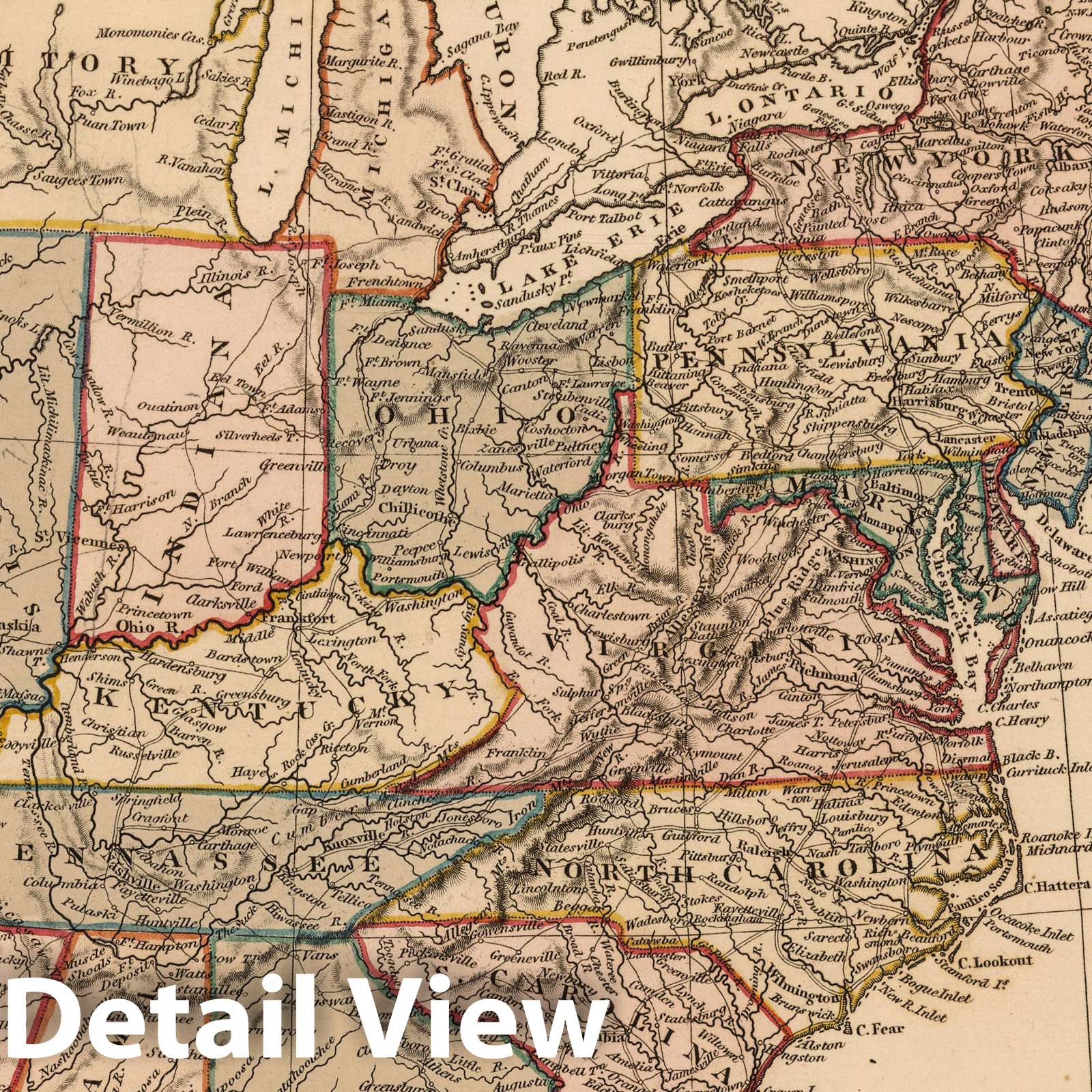 United States - River Map, 1825 - Historical Map Print