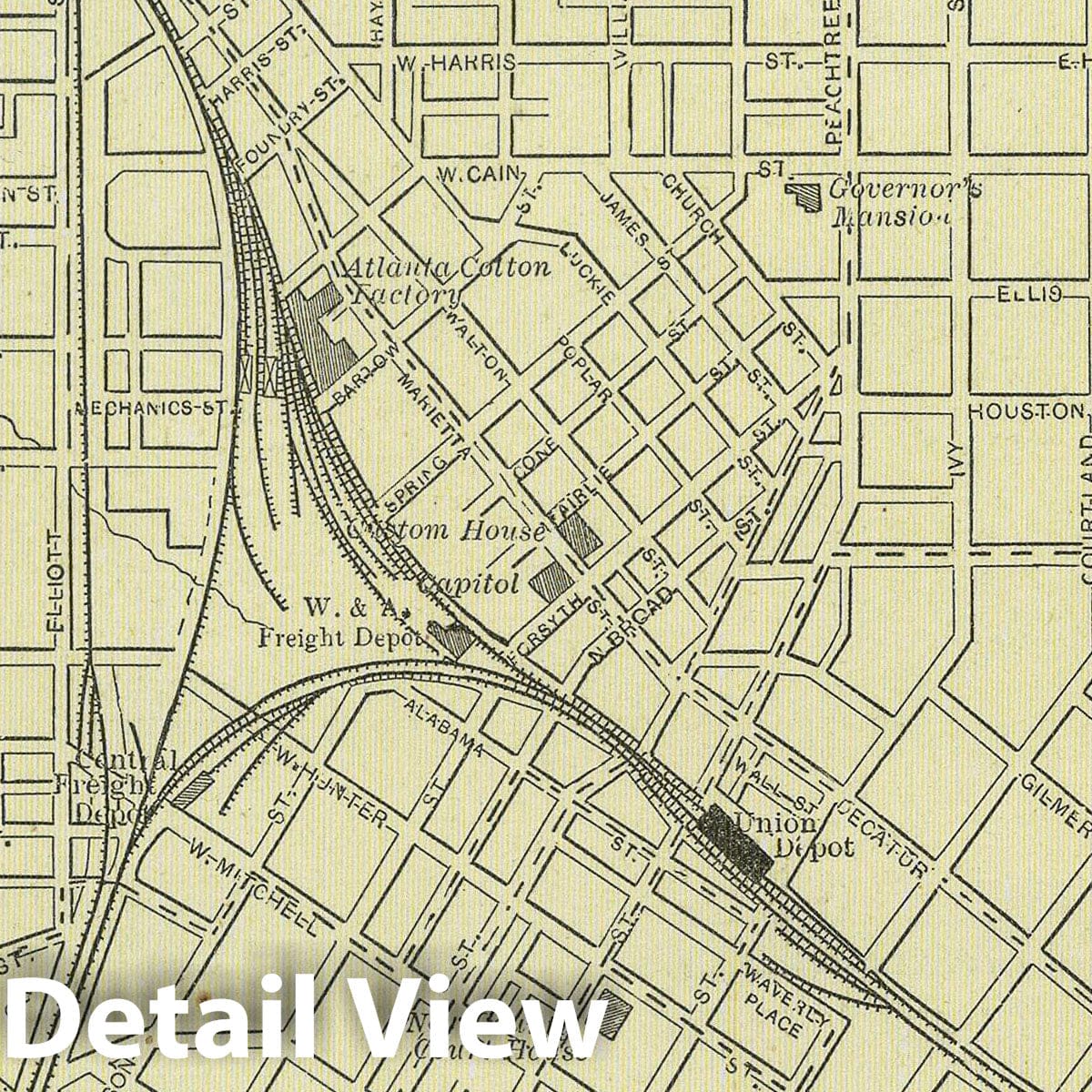 Atlanta, Georgia 1889 - Historical Map Print from Cram's Atlas