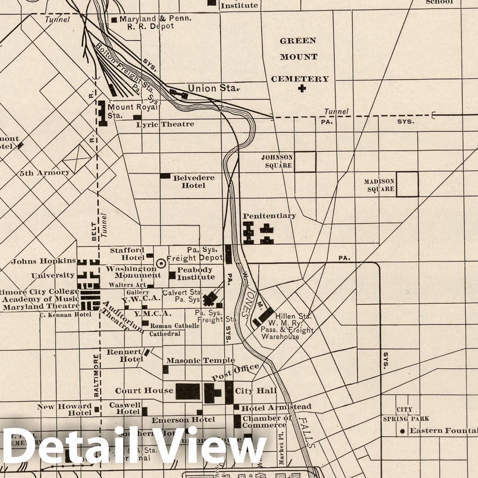 Baltimore, Maryland - Railroad Map, 1924 - Historical Map Print
