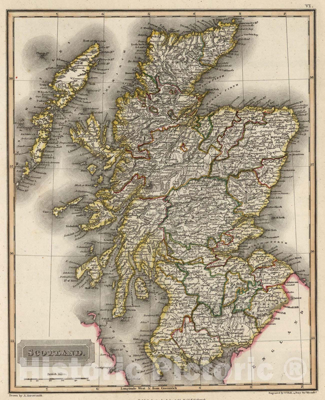 Historic Map : 1817 Scotland : Vintage Wall Art