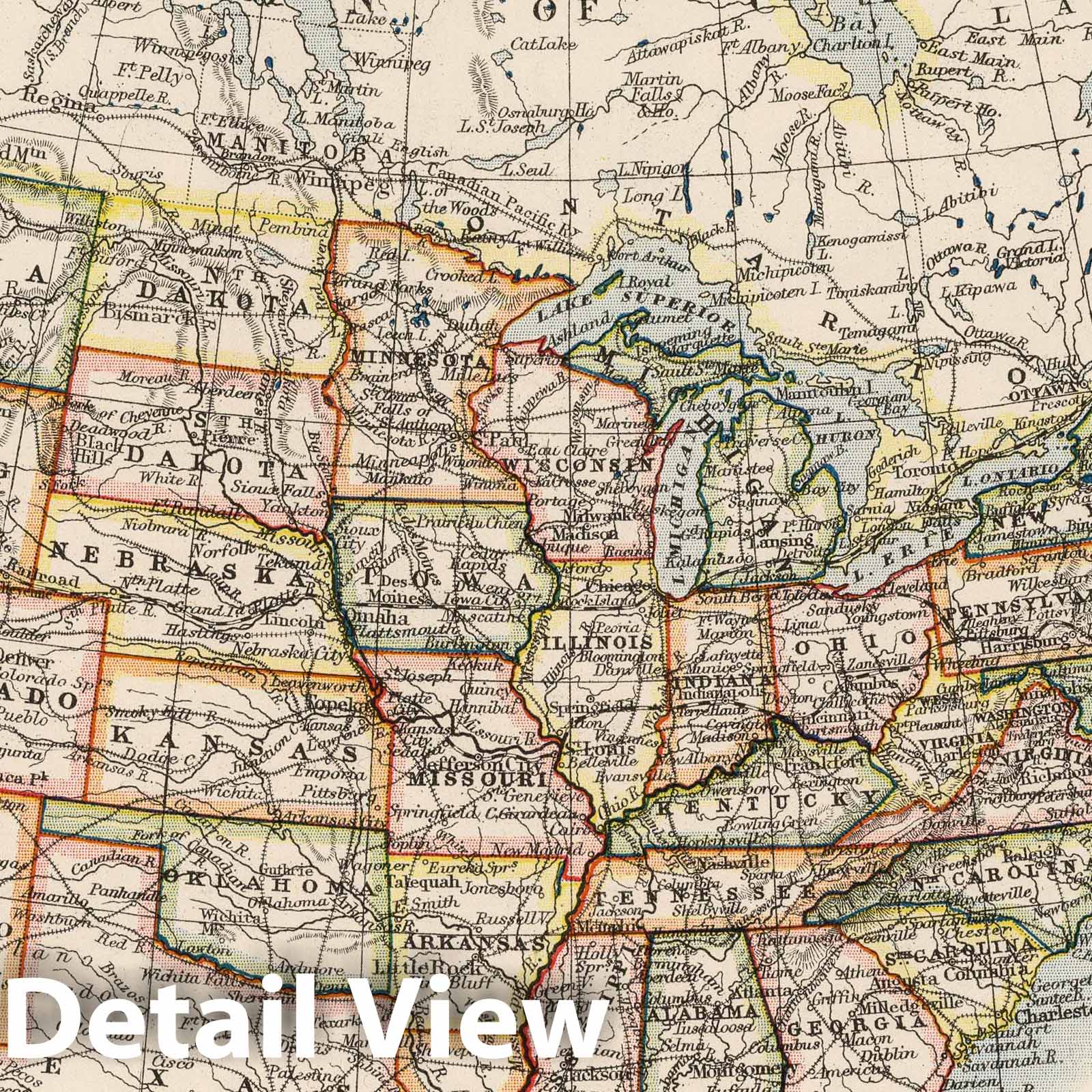 United States - Physical Map, 1906 - Victoria Regina Atlas Print
