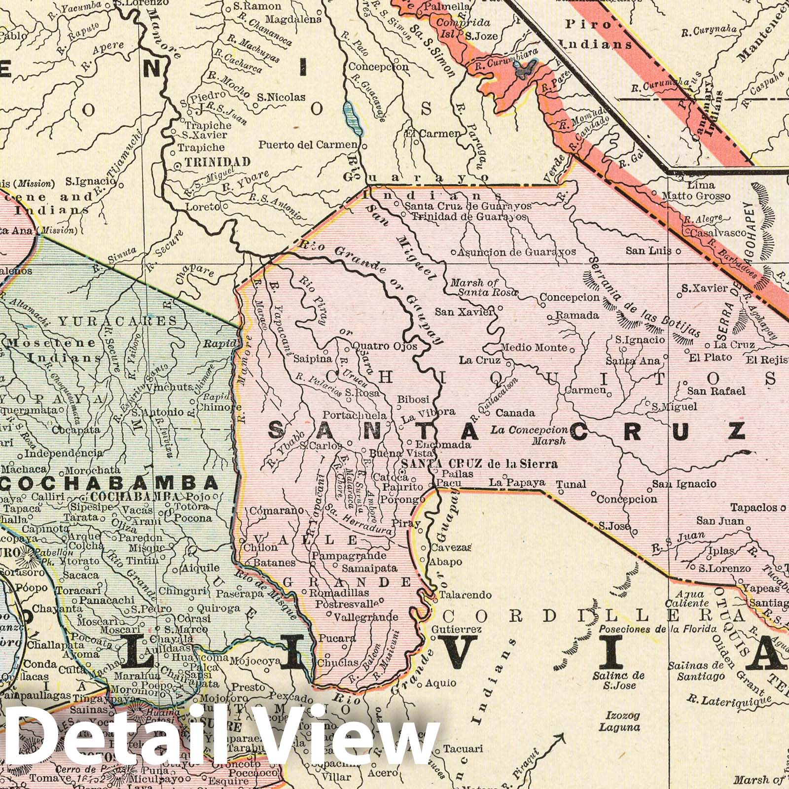 Map of Bolivia 1901 - Cram's Atlas Historical Map Print