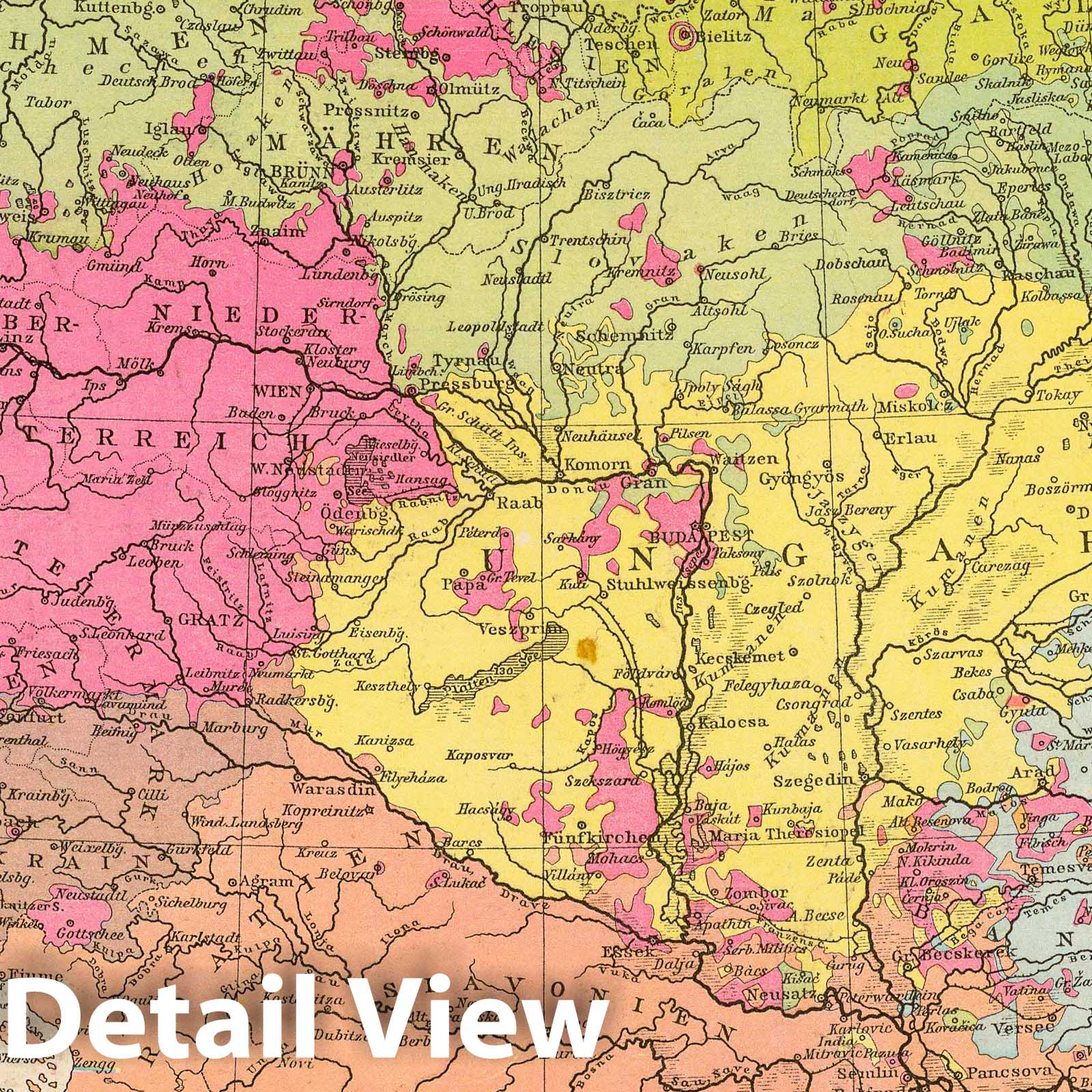 Austria-Hungary 1881 Historical Map Print