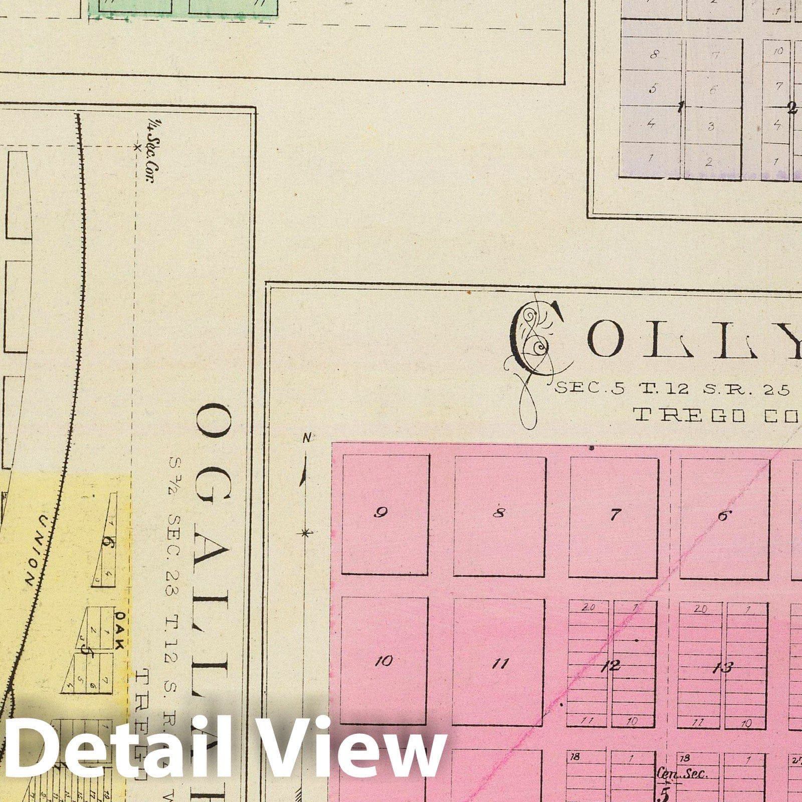 Woodruff, Tregola, Ogallah, Collyer, Trego County, Kansas - 1887 Historical Map Print
