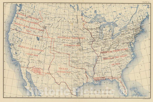 Historic Map : Statistical Atlas - 1903 1. Accessions of territory. - Vintage Wall Art
