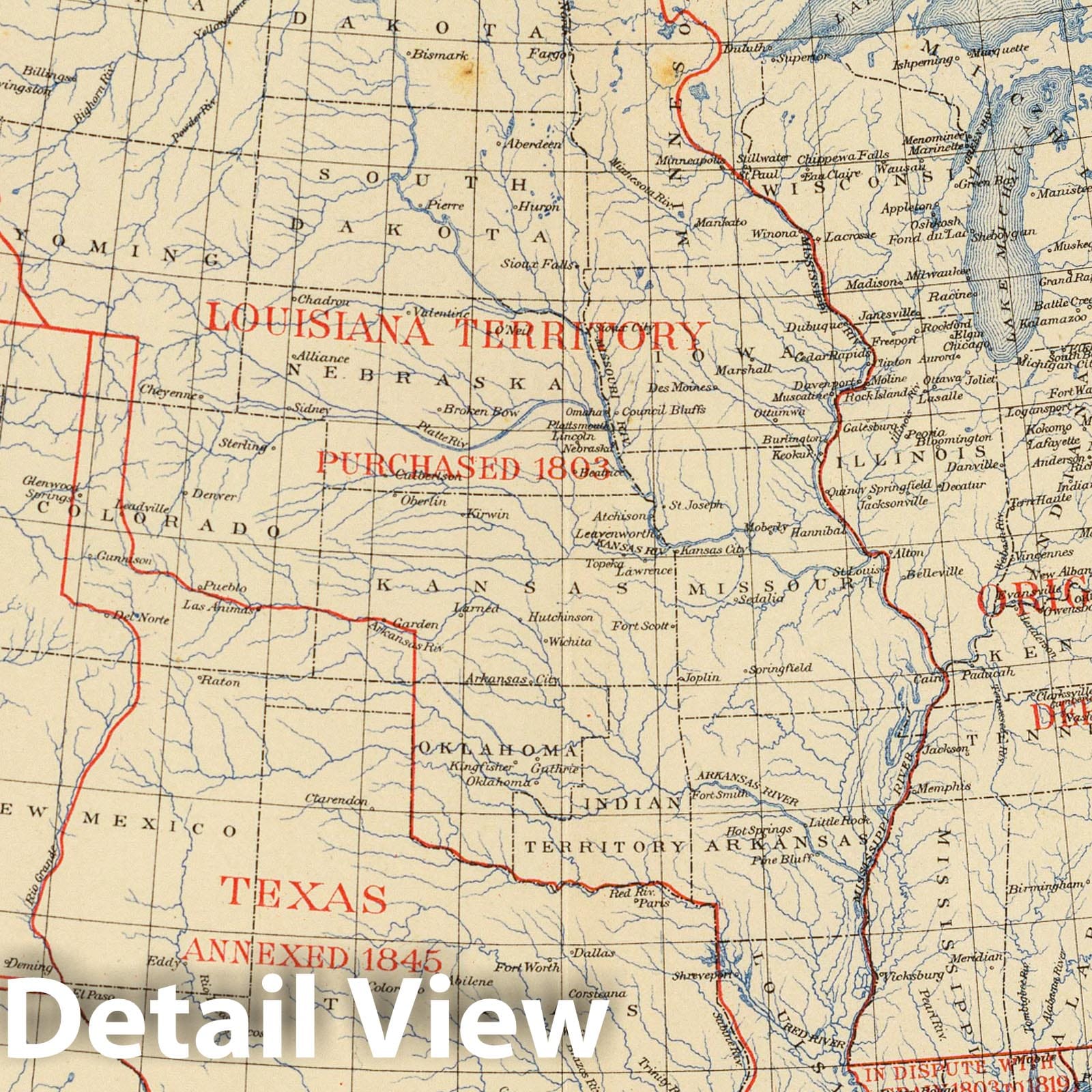 United States Territorial Accessions from Treaty of Peace to Gadsden Purchase - 1903 Historical Map Print