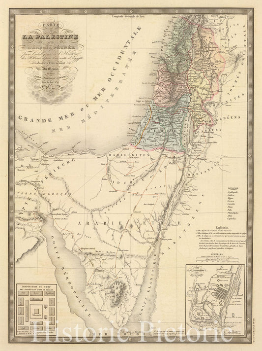 Palestine and Arabia Petraea with Jerusalem, 1845 - Historical Map Print