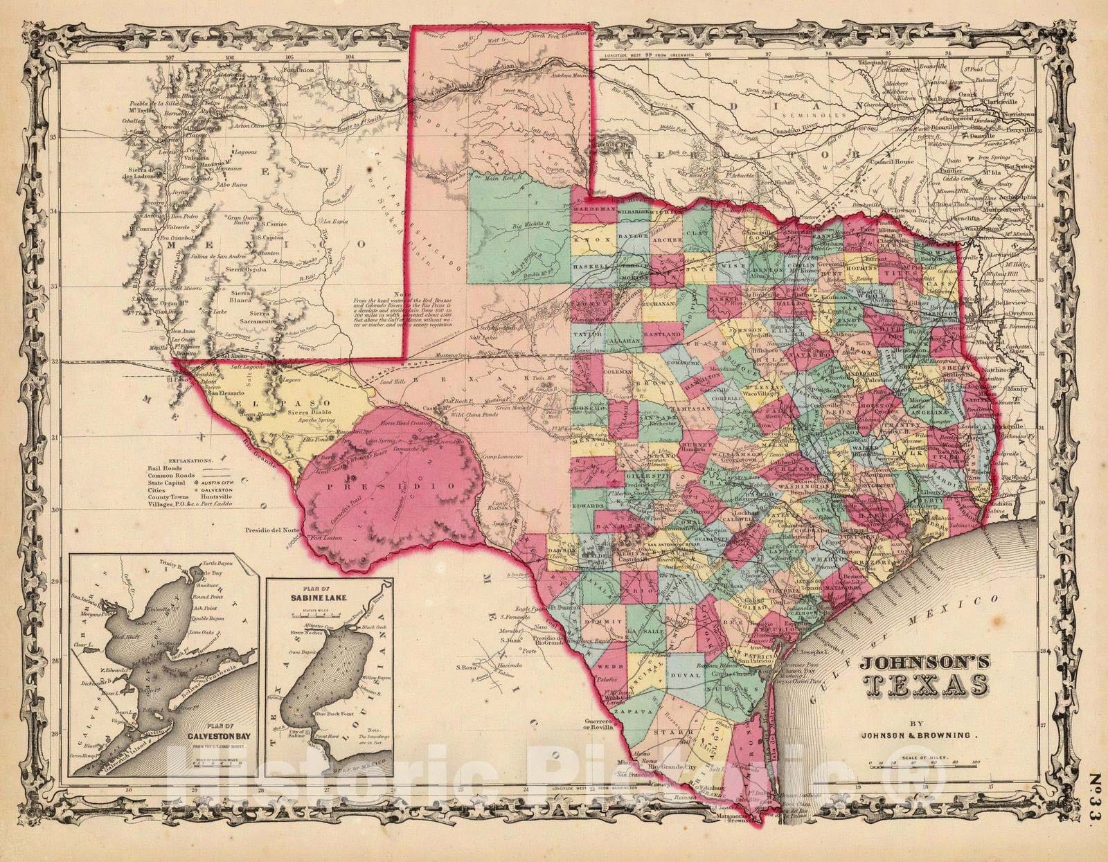 Historic Map : 1860 Texas. v2 - Vintage Wall Art