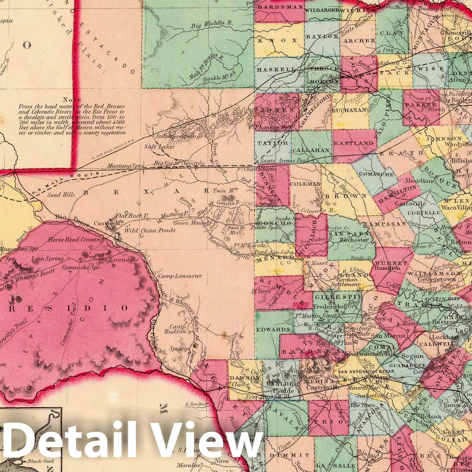 Texas - Survey Map, 1860 - Johnson & Browning Family Atlas Reproduction