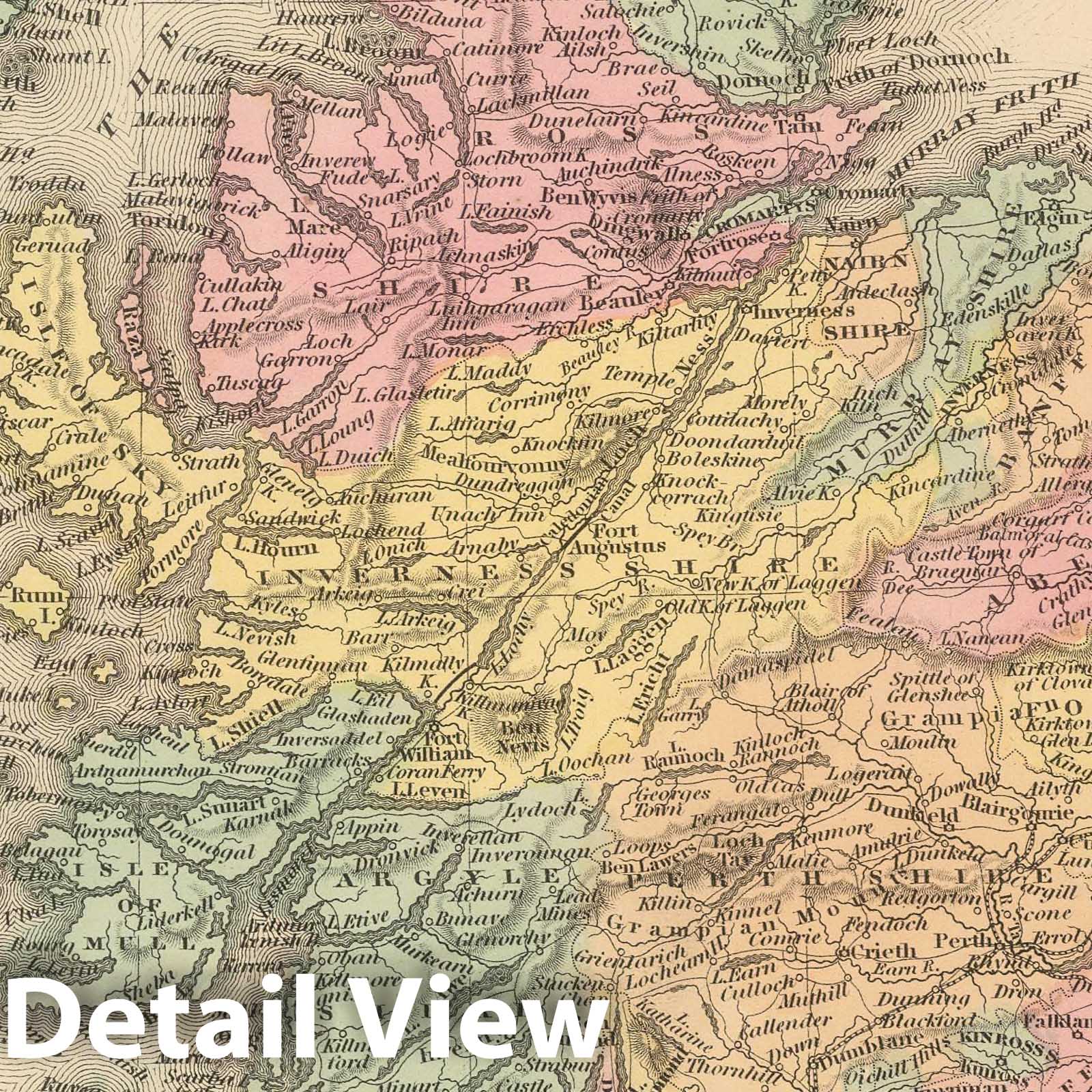 Scotland - Railroad Map, 1859 - Historical Map Print