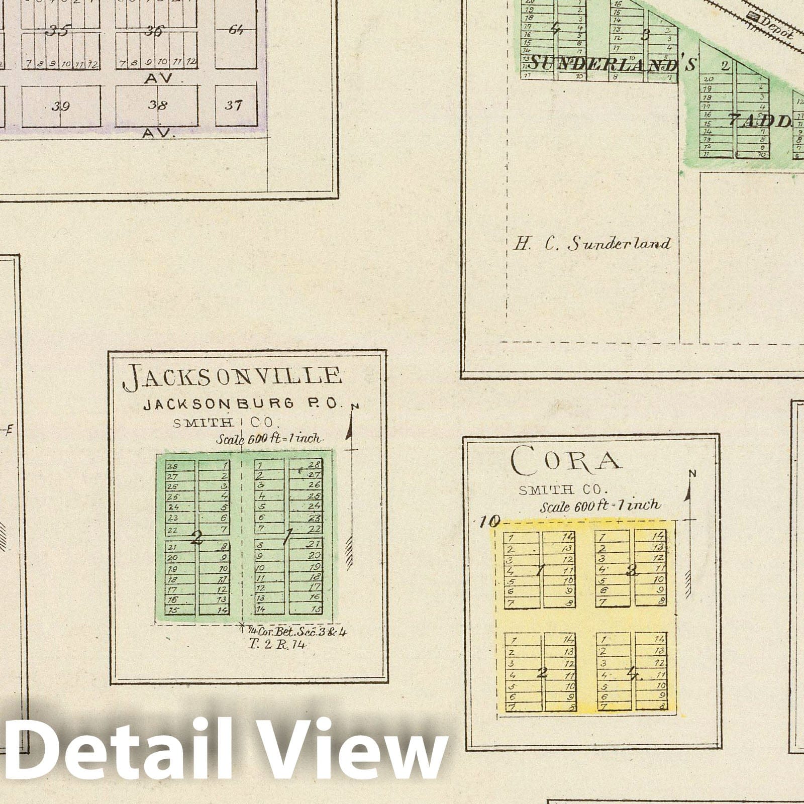 Hoxie, Gaylord, Sheridan, Jacksonville, Kansas - 1887 Historical Map Print