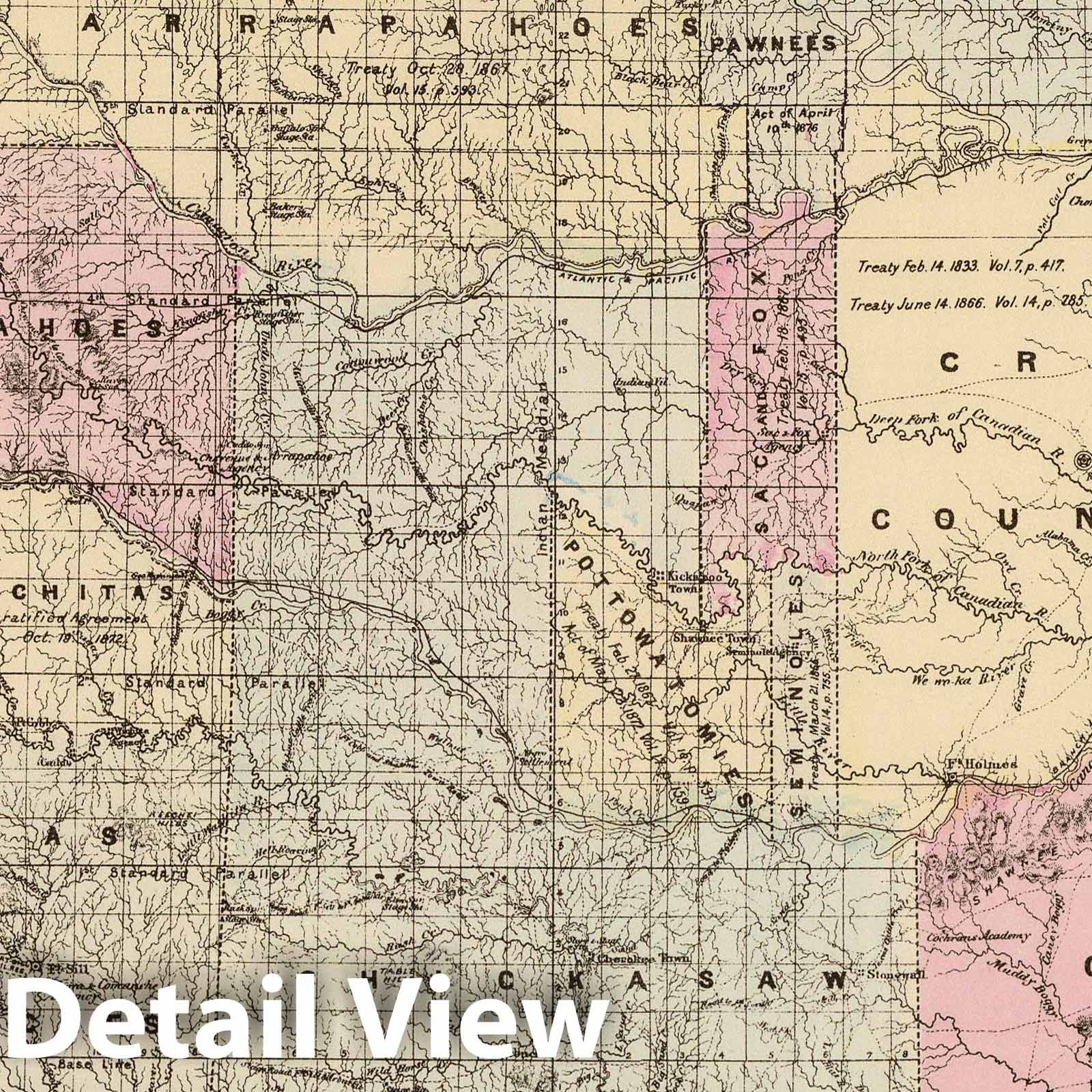 Indian Territory - Railroad Map, 1880 - Mitchell's Atlas Historical Reproduction