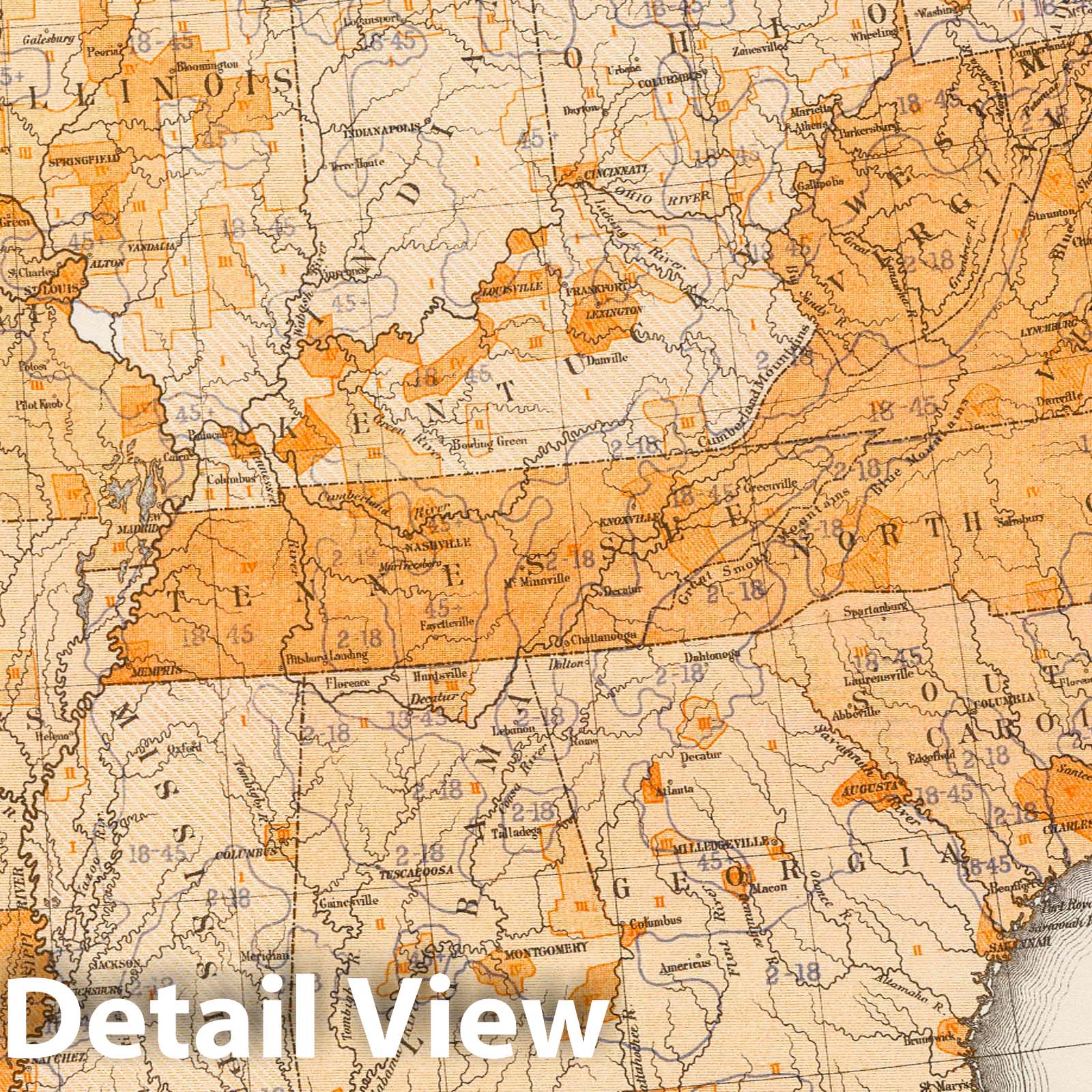 United States Public Indebtedness Map, 1874 - Historical Census Statistical Print