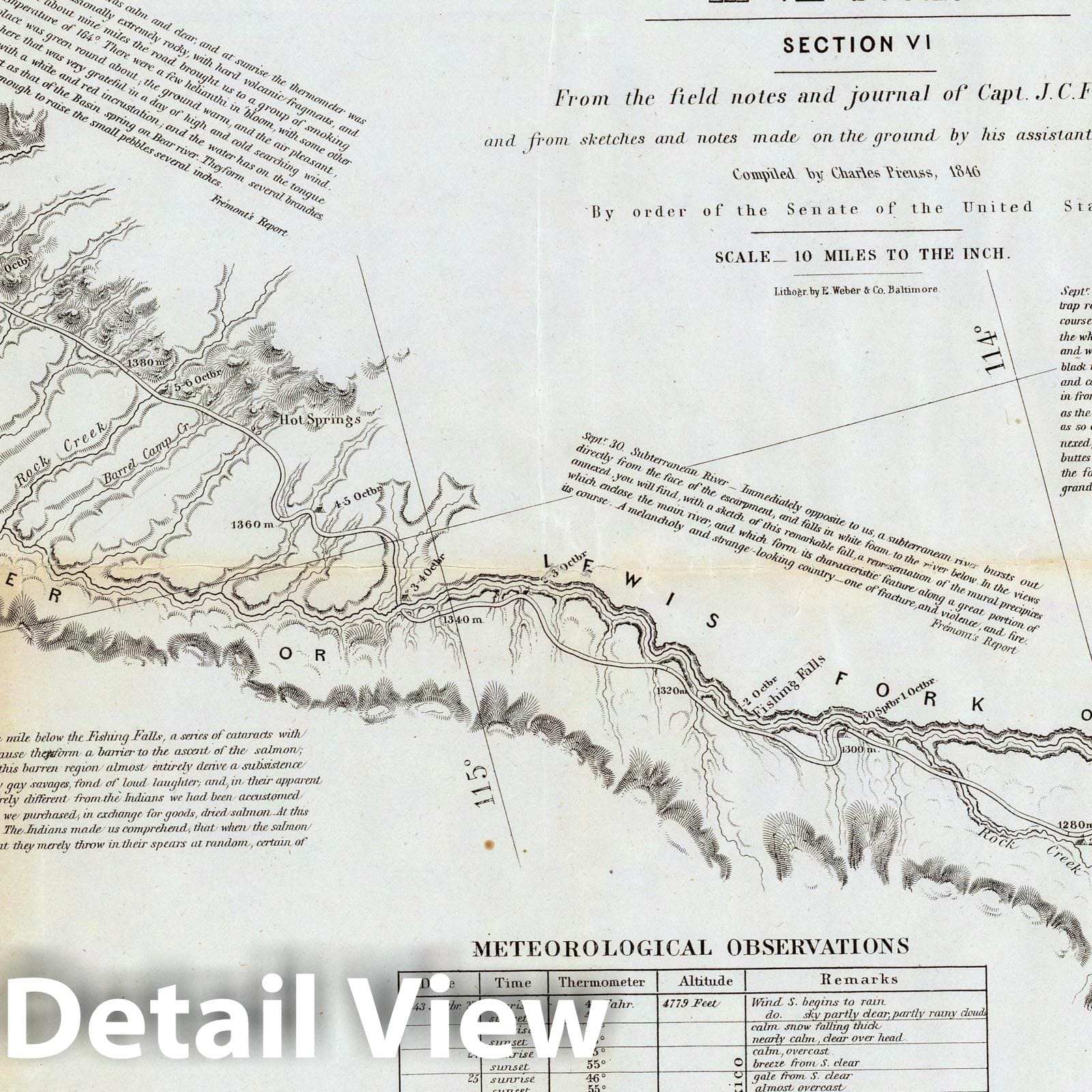 Road from Missouri to Oregon, Section VI, 1846 - Historical Map Print