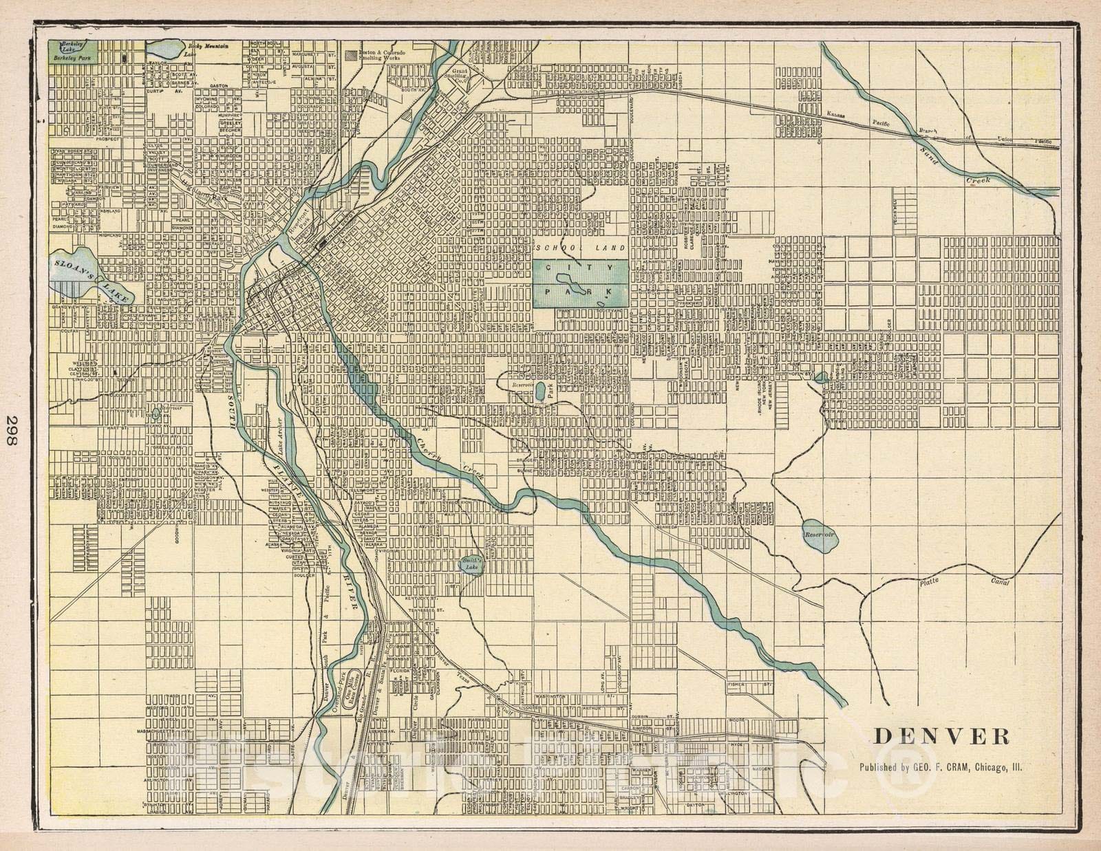 Denver, Colorado - Railroad Map, 1901 - Historical Map Print