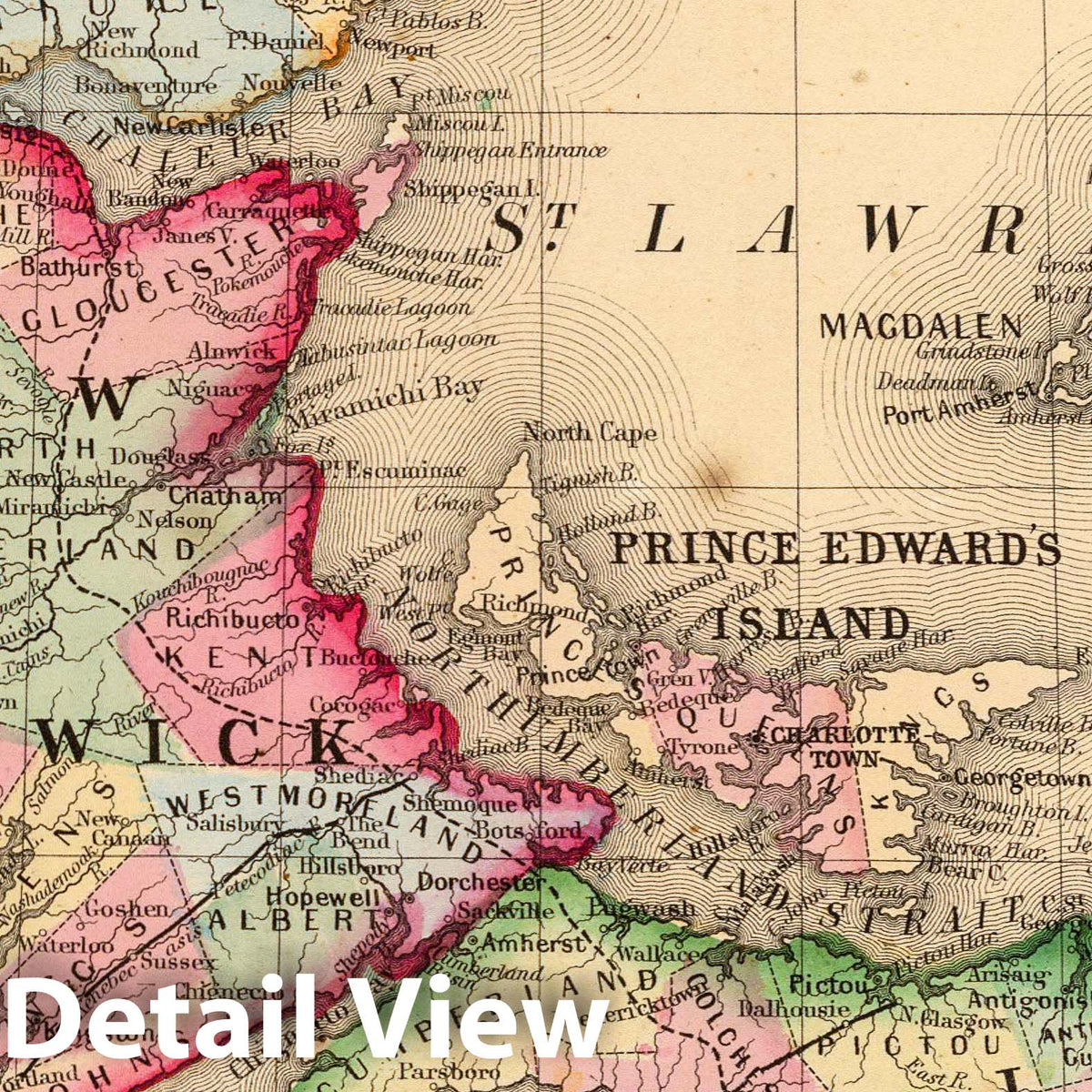 Nova Scotia, New Brunswick, Prince Edward Island - Railroad Map, 1870