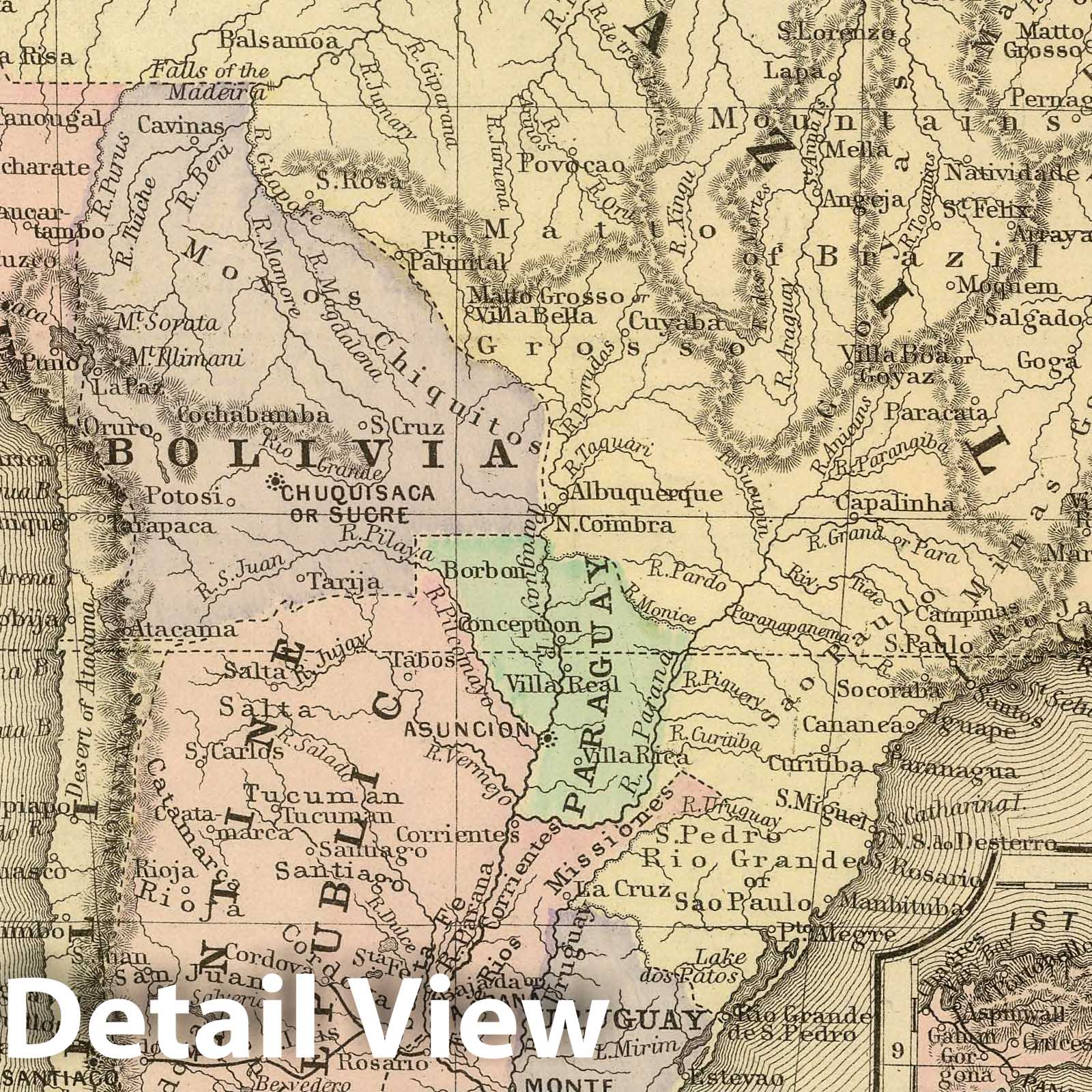 South America - Railroad Map, 1886 - Historical Map Print