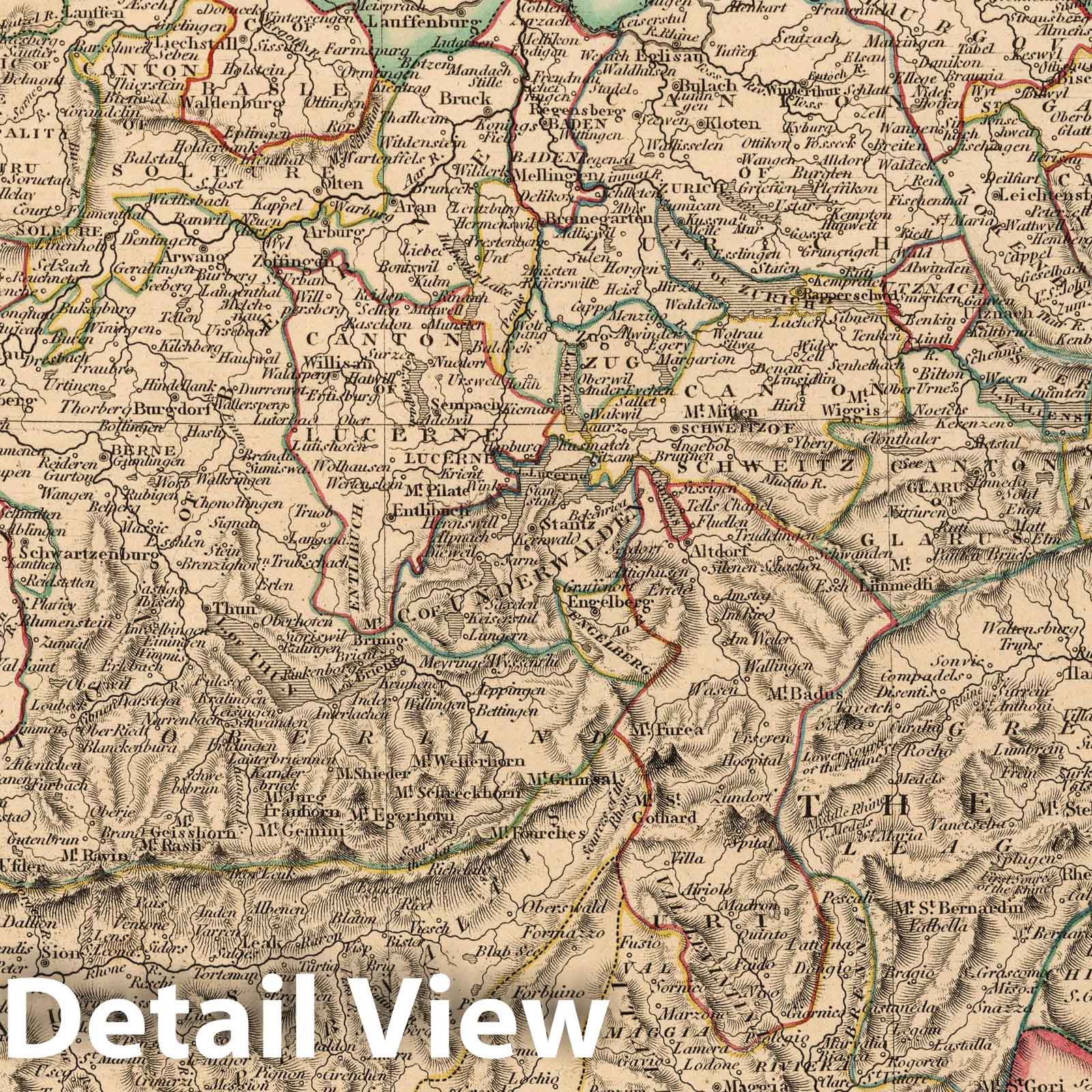 Switzerland, 1808 - Historical Map Print from Smith's New General Atlas