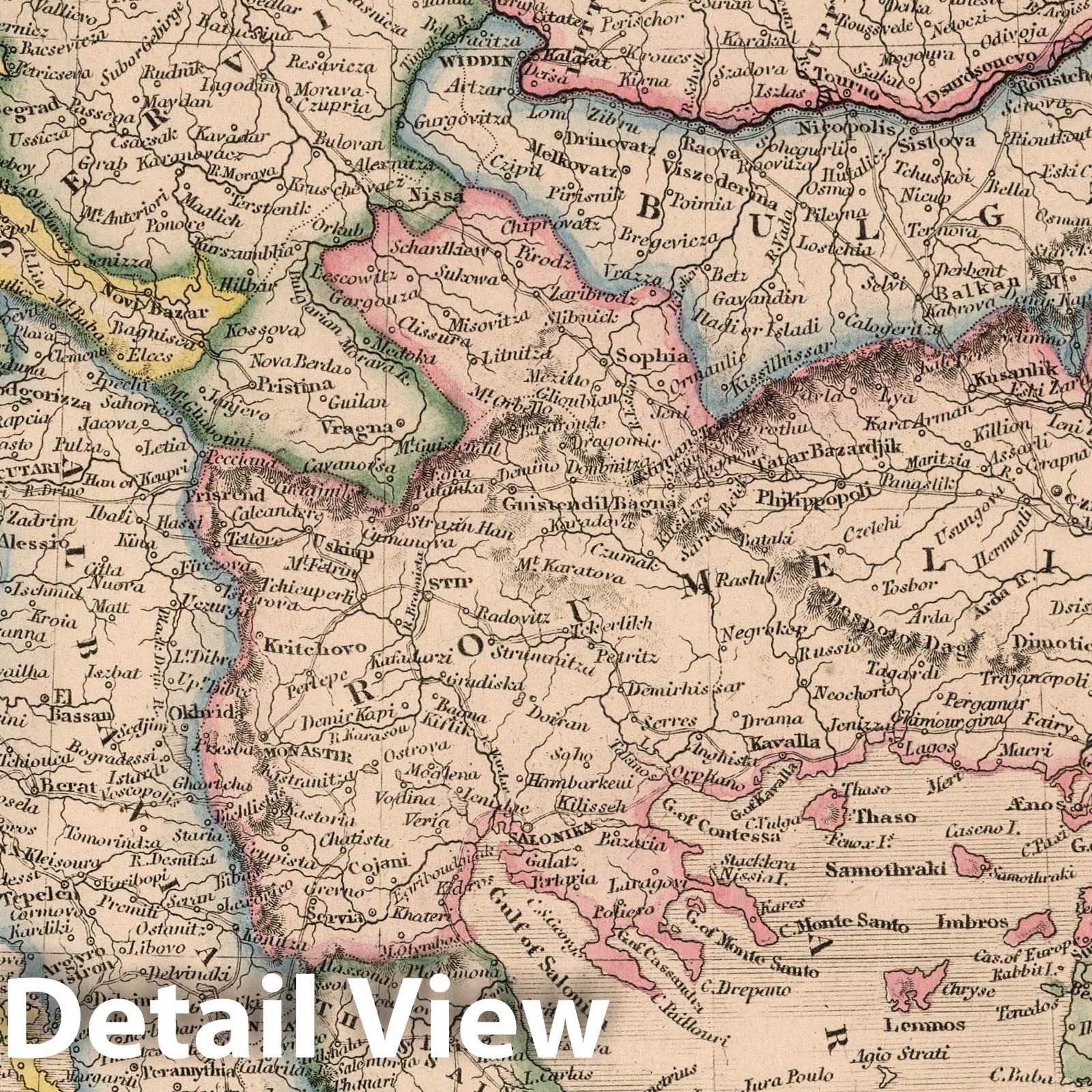 Turkey in Europe - Railroad Map, 1864 - Historical Map Reproduction