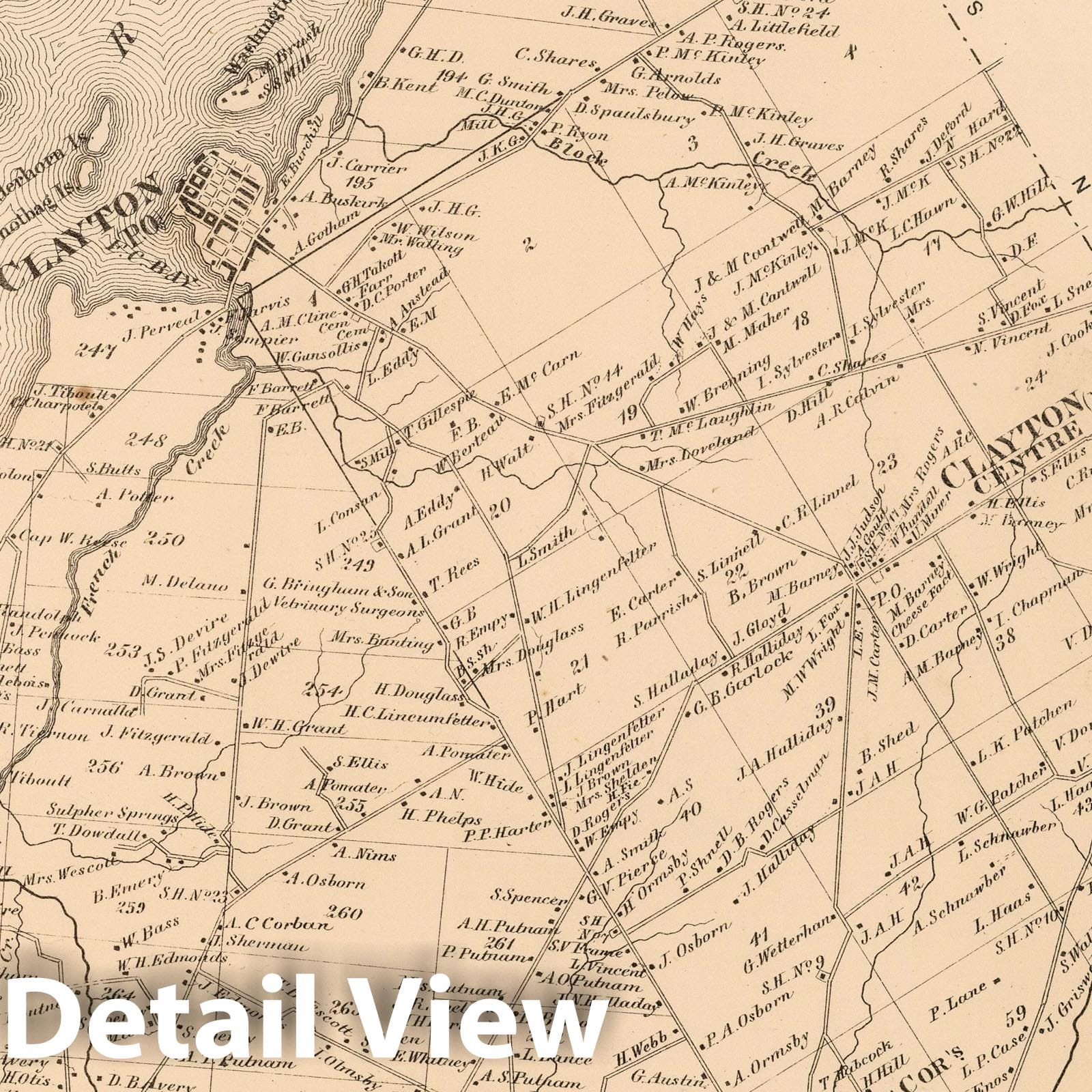 Clayton Township, Jefferson County, New York - Property Map, 1864