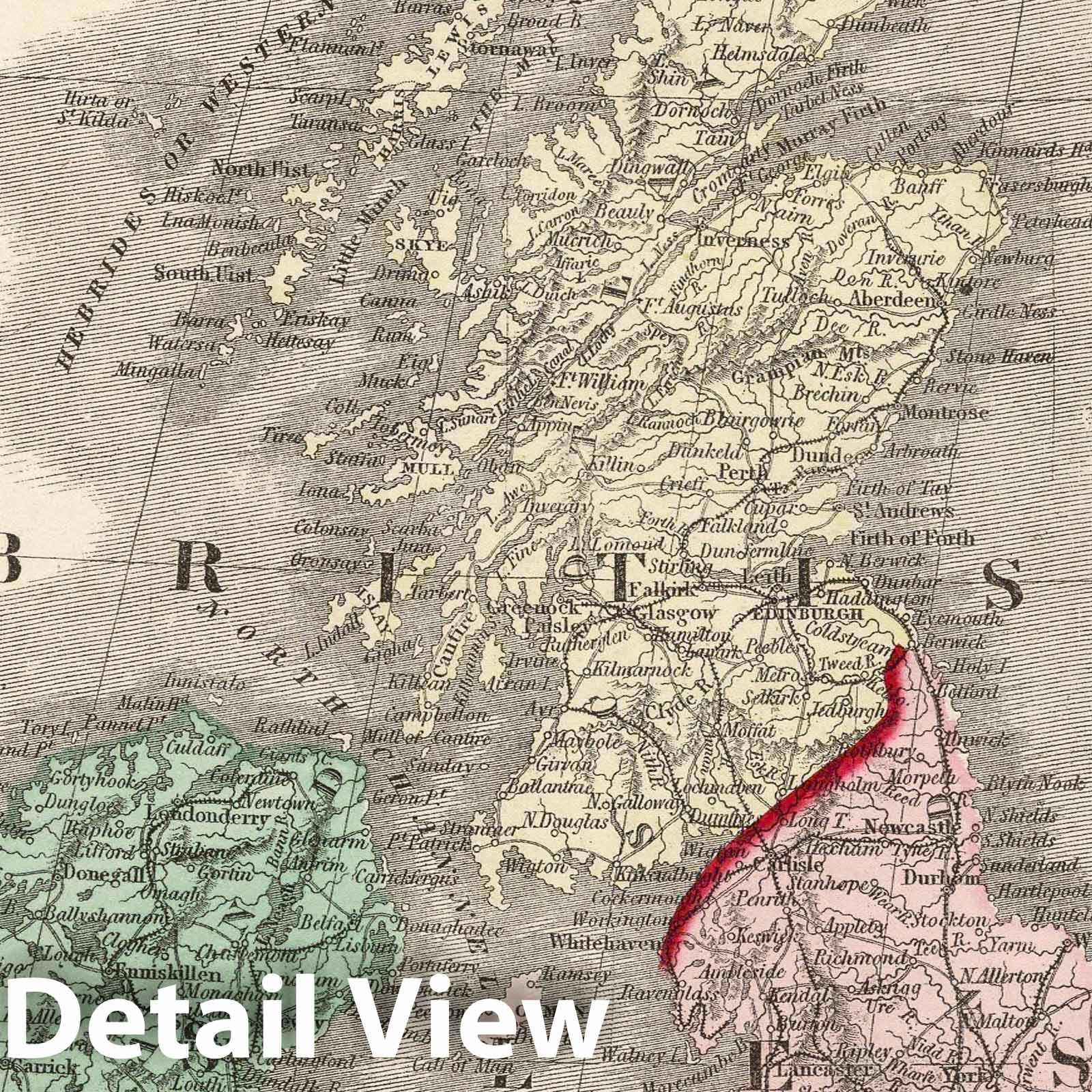 Great Britain and Ireland - Railroad Map, 1874 - Historical Map Print