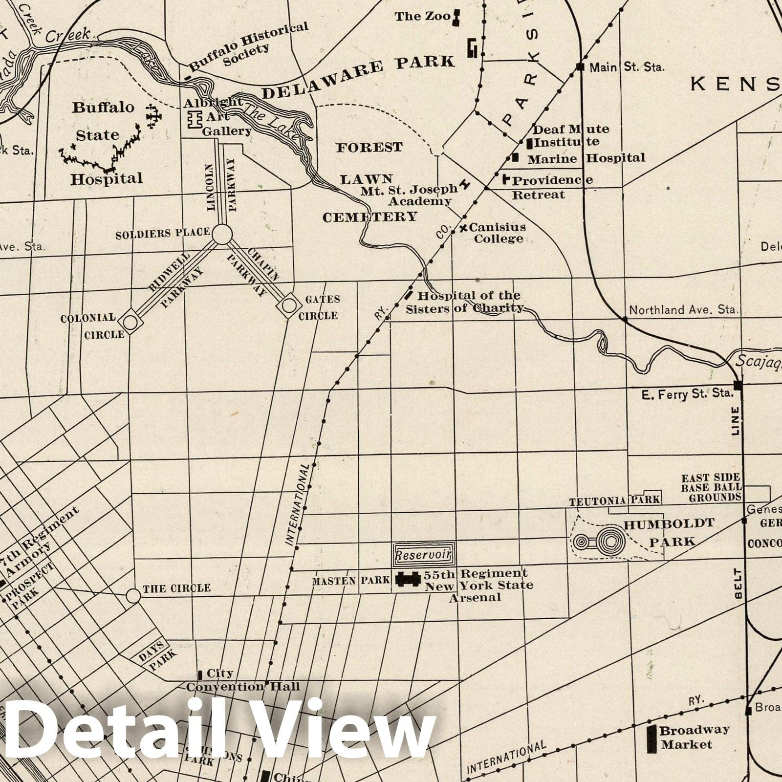 Buffalo, New York - Route Map, 1924 - Rand McNally Atlas Print