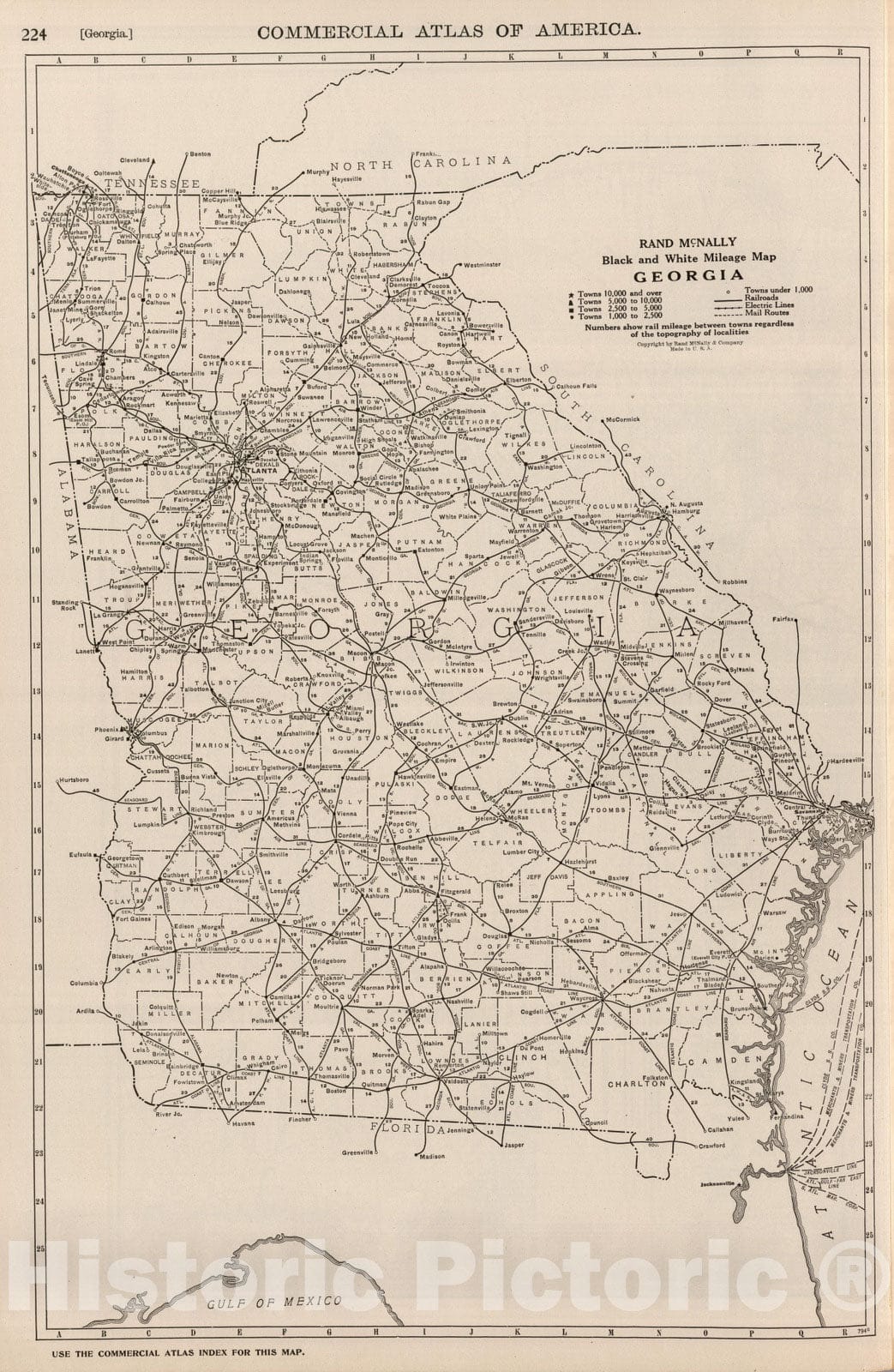 Historic Map : National Atlas - 1924 Georgia. - Vintage Wall Art